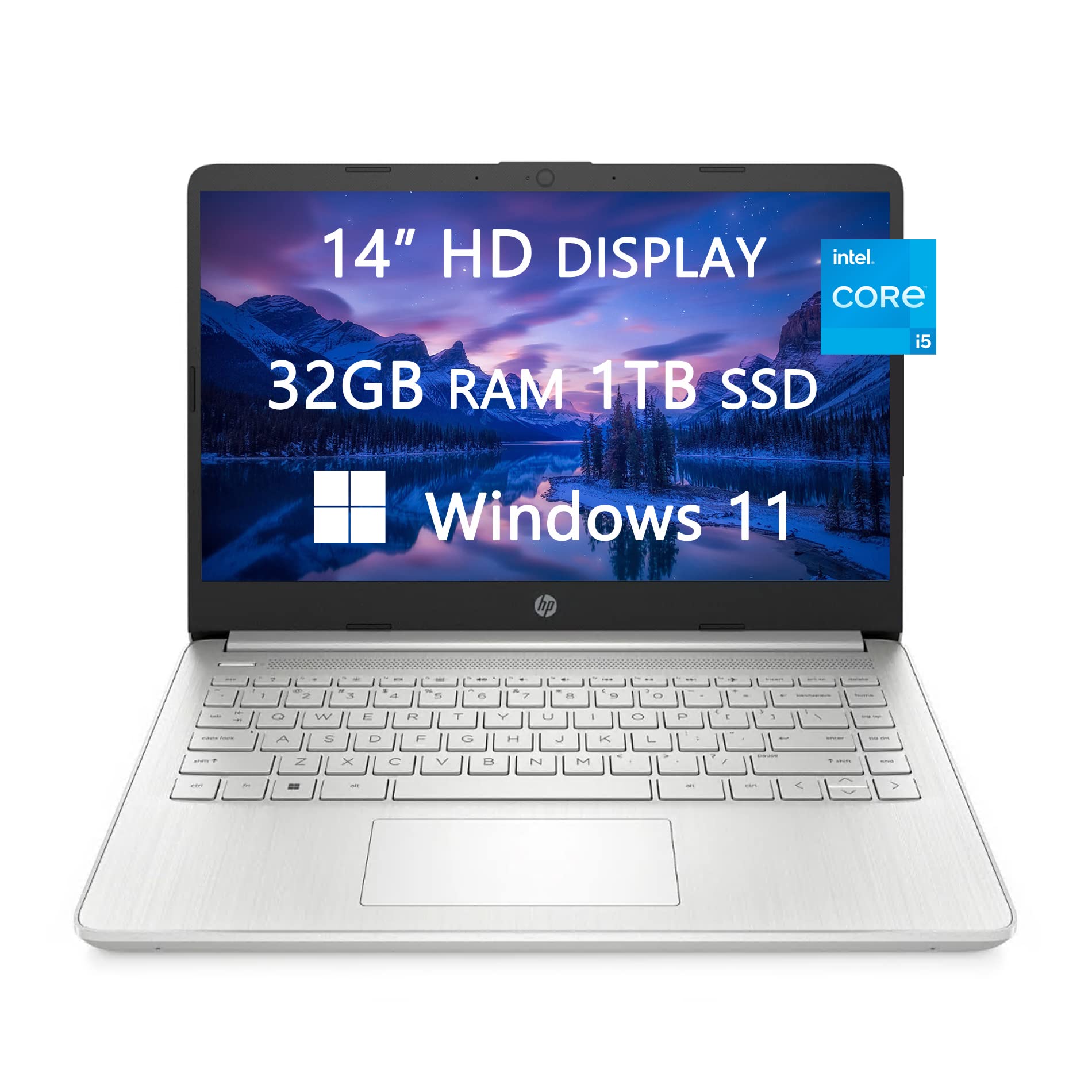 لپ تاپ‌های جدید HP سال 2023 برای دانشجویان دانشگاه و کسب و کار، صفحه نمایش 14 اینچی با کیفیت HD، پردازنده Intel Core i5-1135G7، حافظه RAM 32 گیگابایت، حافظه داخلی SSD 1 ترابایت، شارژ سریع، پورت HDMI، وبکم، بلوتوث، وزن سبک، ویندوز 11، کابل HDMI رایگان (ارتقا یافته)