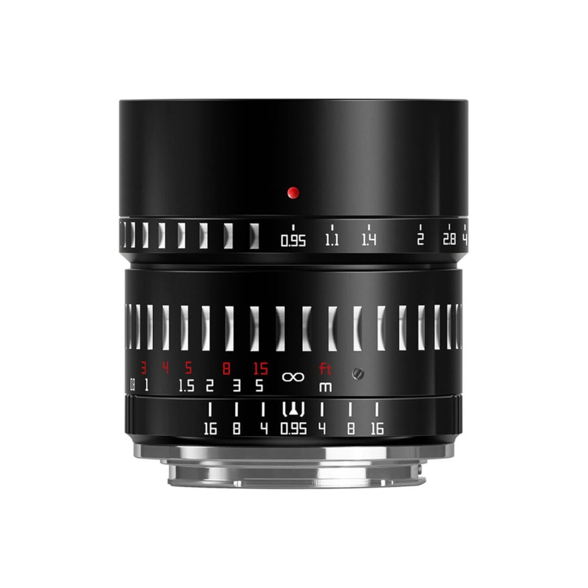 لنز فلزی TTArtisan APS-C 50 میلیمتر F/0.95 قابل استفاده با دوربین‌های سونی E - نقره‌ای 50 میلیمتر F0.95 سیاه