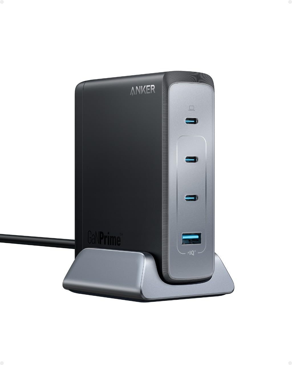 شارژر Anker 240W USB C، شارژر Prime GaN، شارژر چهارپورته سریع و کوچک GaN برای MacBook Pro / Air، سری iPhone 16/15، iPad Pro، Dell XPS، Samsung S25/S24، Huawei، Xiaomi، Apple Watch، Vivo و بیشتر