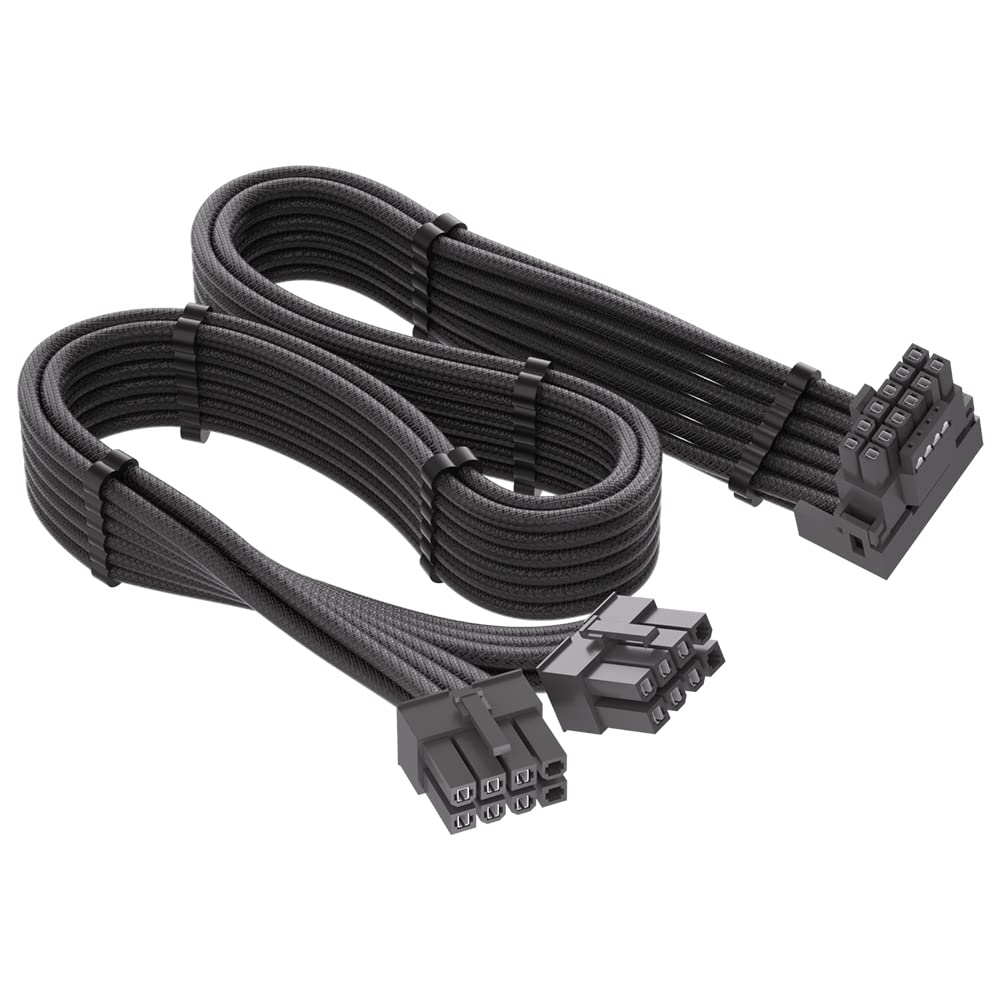 آداپتور 90 درجه 12VHPWR برای Corsair: PCIE 5.0 16AWG 600W آداپتور 12VHPWR دوگانه 8 پین پی سی ای به 16 پین 12+4 پین برای کارت گرافیک RTX 4090 4080 3090TI 4070Ti، فقط برای تامین برق Corsair (نوع B)
