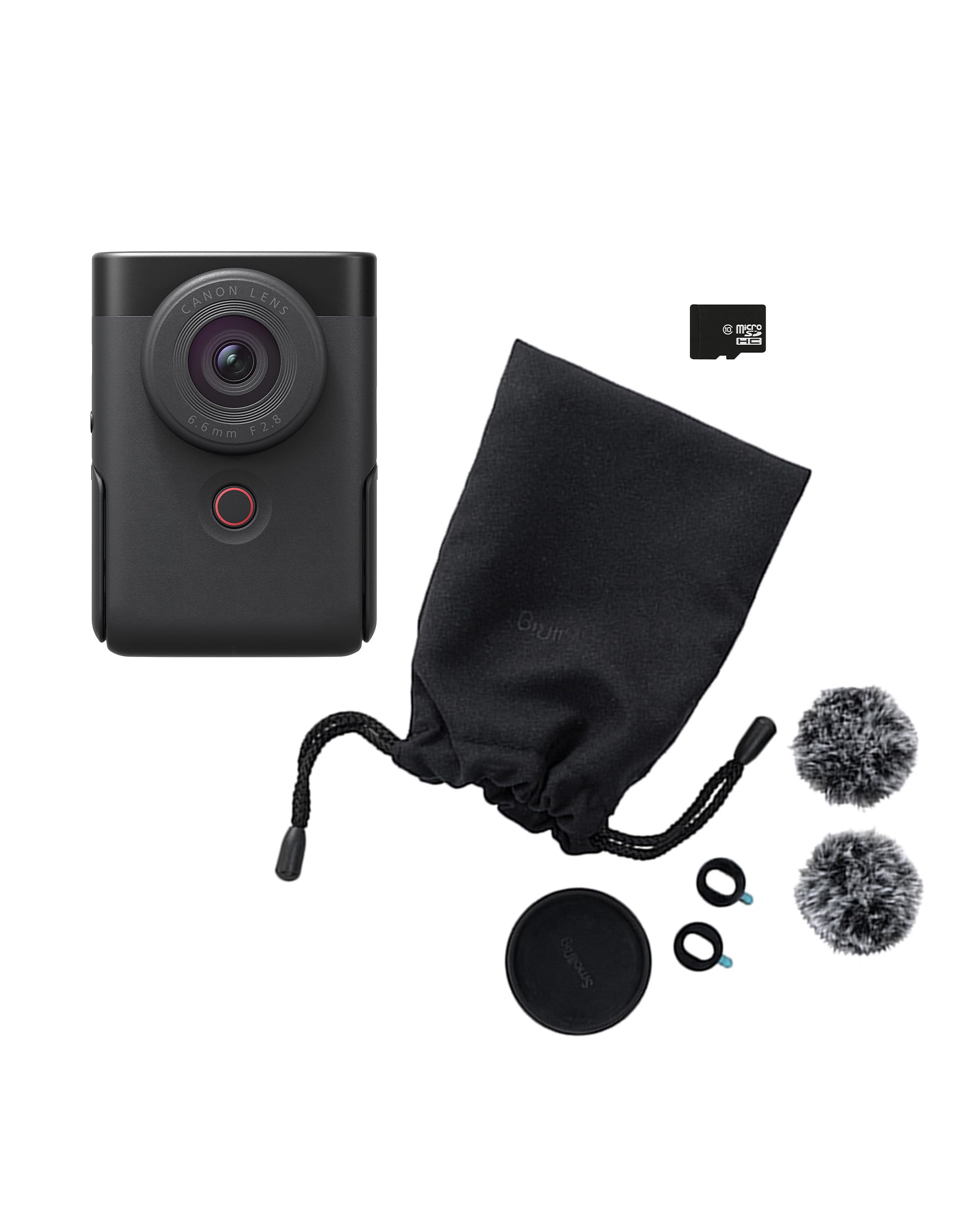 Canon PowerShot V10 Vlogging Starter Kit Compact Camera - دوربین دیجیتال (لنز زاویه گسترده، دوربین ویدیو 4K، نمایشگر لمسی قابل انعطاف، میکروفون استریو، تریپاد، استریمینگ، ایجاد محتوا) کیت شروع ولاگینگ PowerShot V10 BK