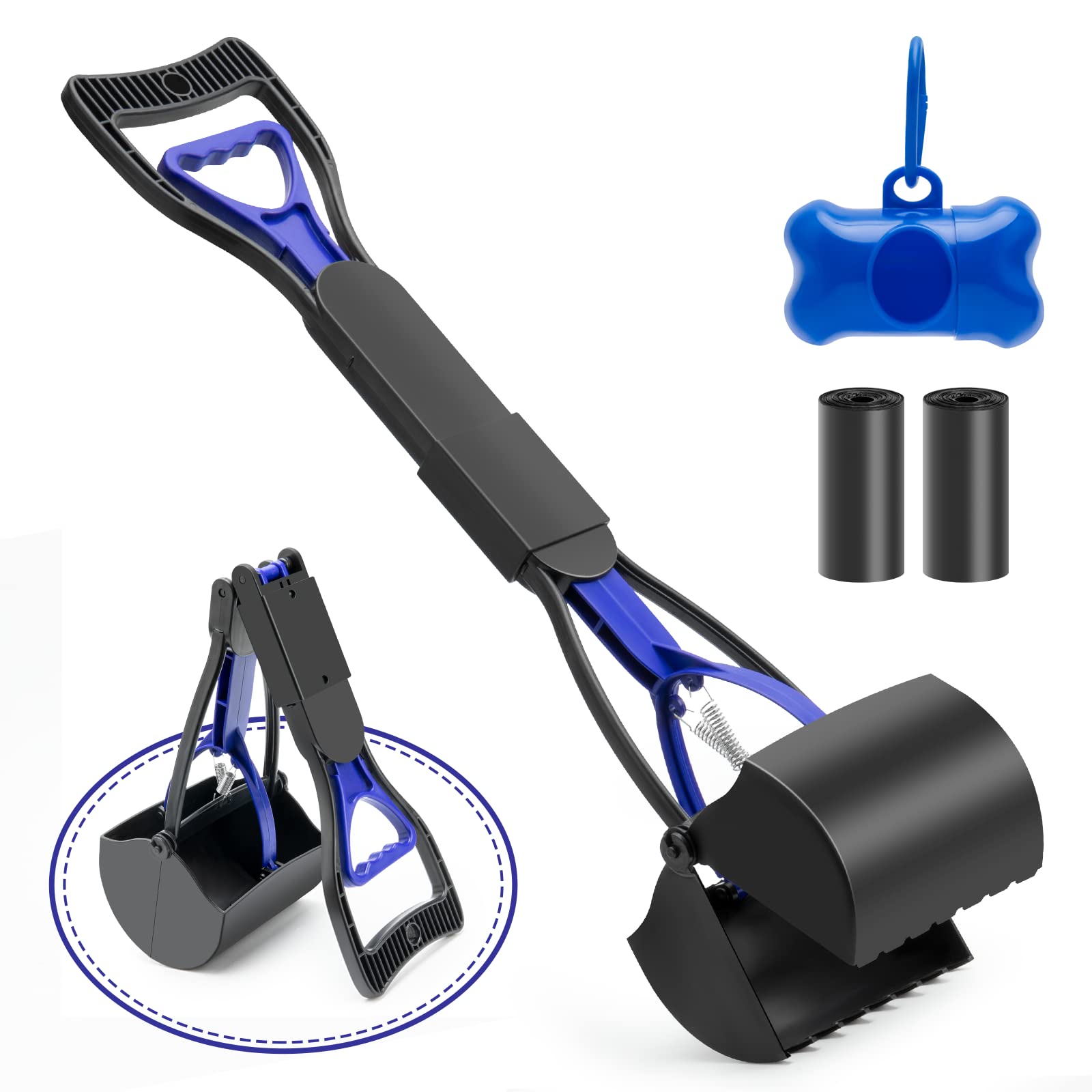 اسکوپر پیشران کردن PET Pooper 32 اینچ WVac برای سگ‌ها و گربه‌ها با دستگیره بلند مواد با مقاومت بالا و فنر مستقر برای جمع آوری آسان چمن و شن (Scooper80cm)WVac