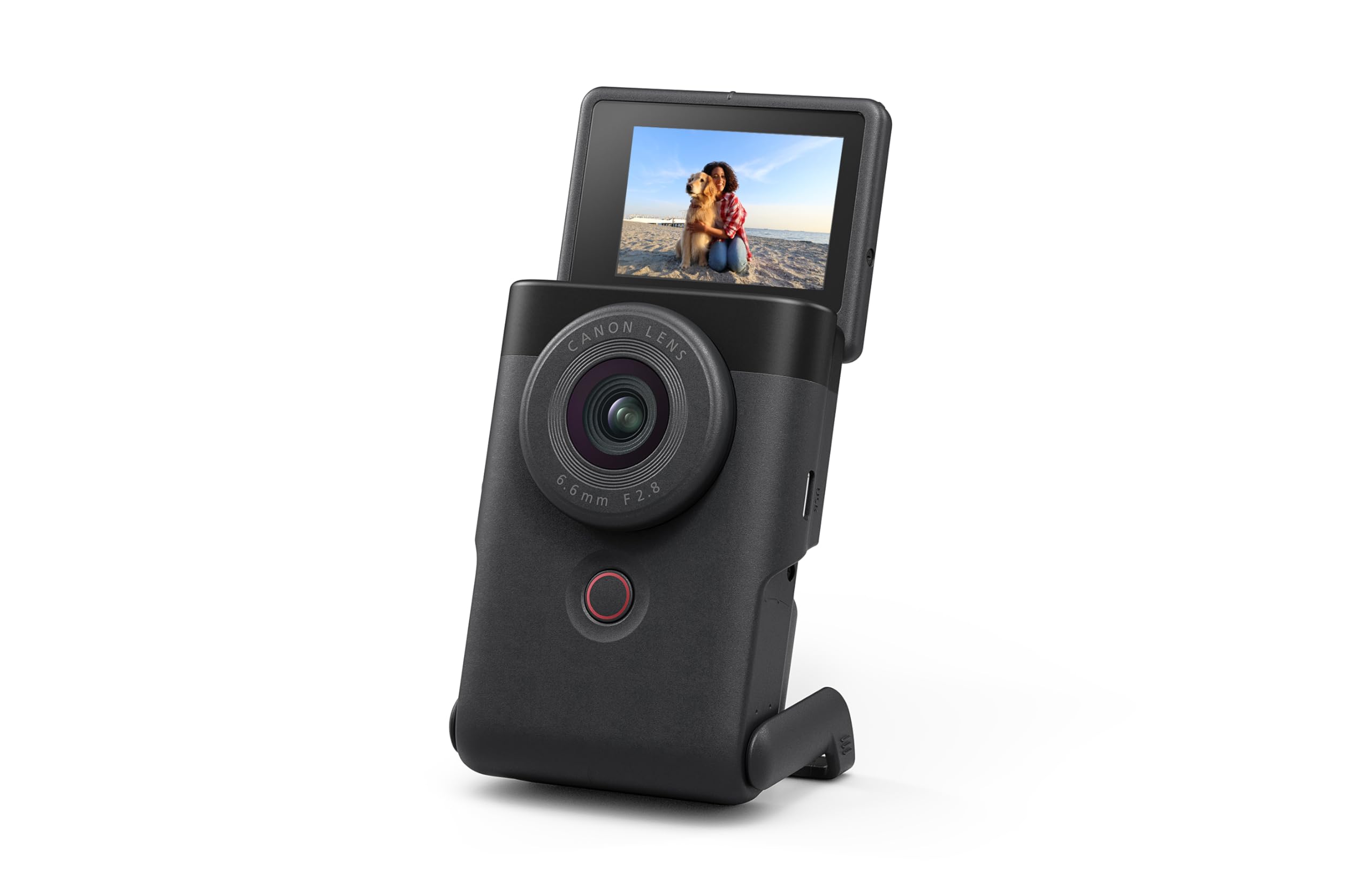 دوربین ولاگ Canon PowerShot V10 برای ایجادکنندگان محتوا، لنز 19 میلیمتری گسترده زاویه، سنسور 1 اینچی CMOS، فیلم برداری 4K، پیگیری چهره، میکروفون داخلی، استابیلایزر تصویر، وبکم، استریمینگ زنده، رنگ مشکی