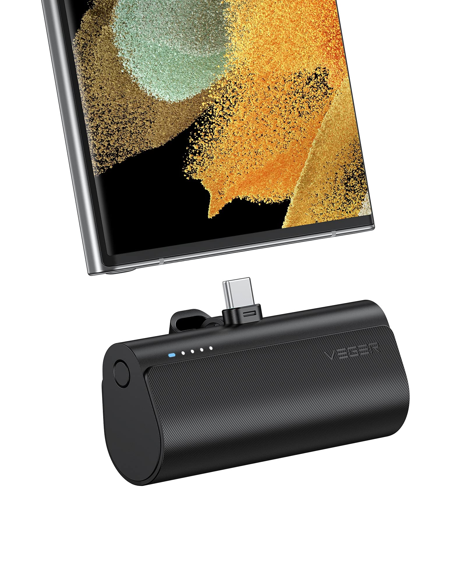 شارژر پورتابل VEGER Mini 5000mAh، شارژ سریع 20W PD USB C، باتری قدرتمند بانک برای گوشی‌های Samsung Galaxy S22، S21، S20، S10، S9، Pixel، Moto، LG، Oculus Quest، Android - مشکی