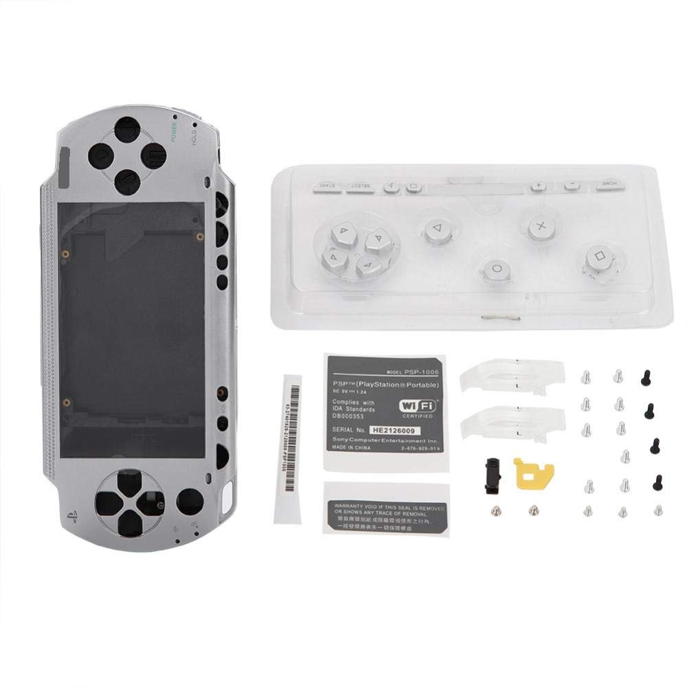 جایگزینی درپوشه و مجموعه پوسته کامل با دکمه ها برای PSP 1000 / کنسول بازی هسته ای PlayStation Portable 1000 (نقره ای)
