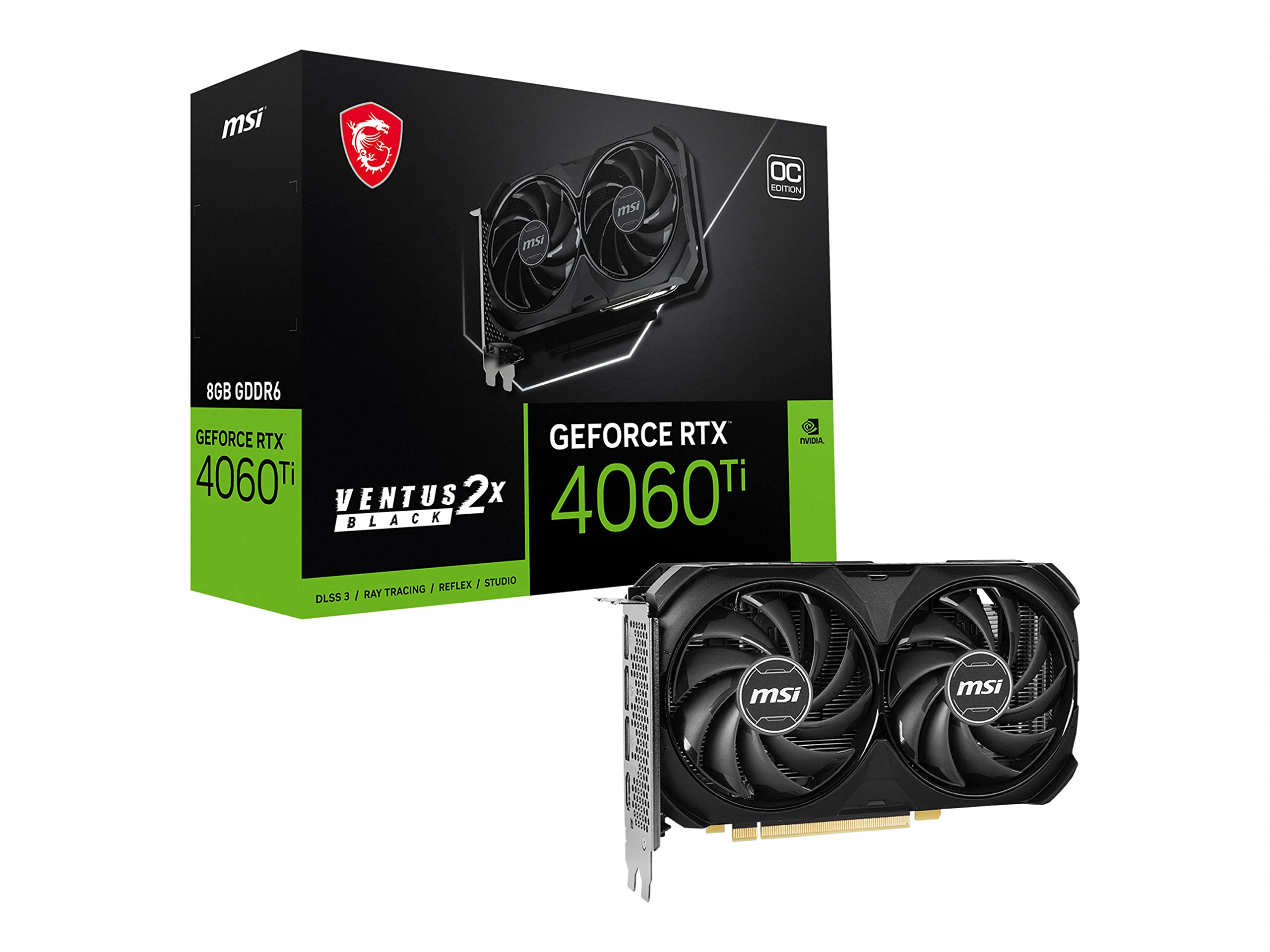 کارت گرافیک MSI Gaming GeForce RTX 4060 Ti 8GB GDRR6 128-Bit HDMI/DP Nvlink TORX Fan 4.0 با معماری Ada Lovelace (کارت گرافیک RTX 4060 Ti Ventus 2X Black 8G OC)