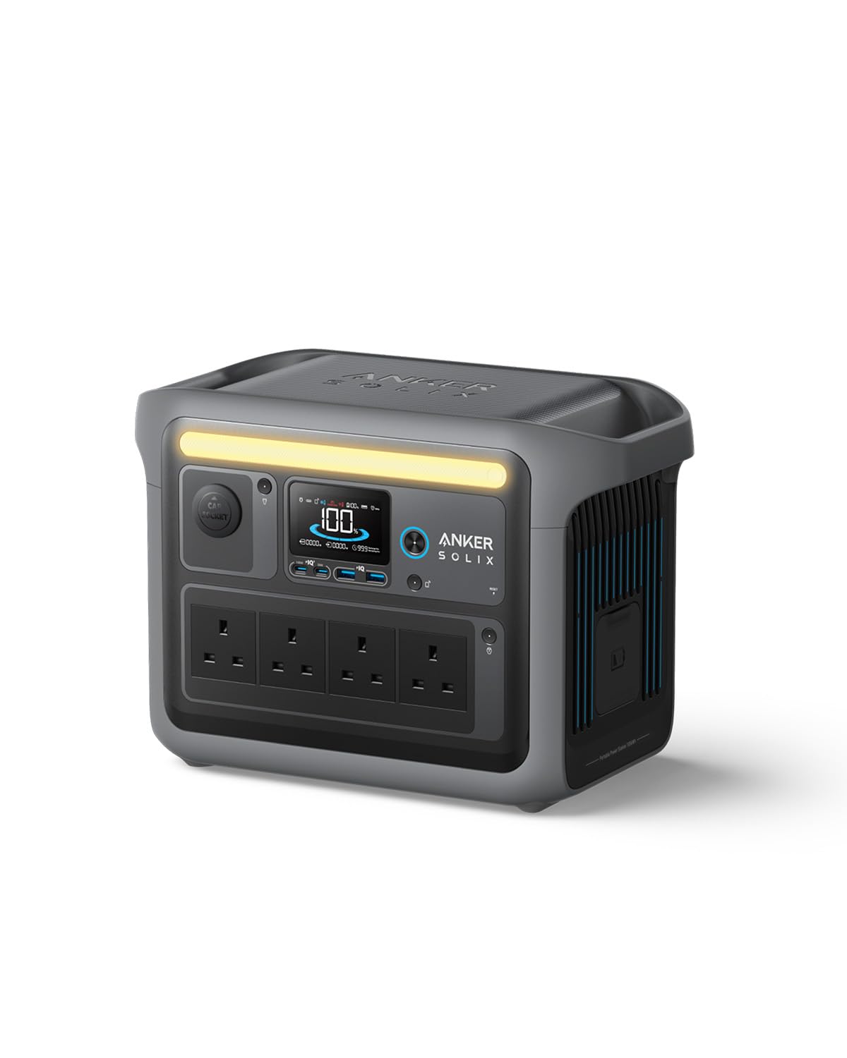 پایگاه توان قابل حمل Anker SOLIX C1000، ژنراتور خورشیدی 1800 وات (اوج 2400 وات)، شارژ کامل در 58 دقیقه، باتری 1056wh LiFePO4 برای پشتیبانی خانگی، قطع برق و کمپینگ خارج از منزل (پنل خورشیدی اختیاری)