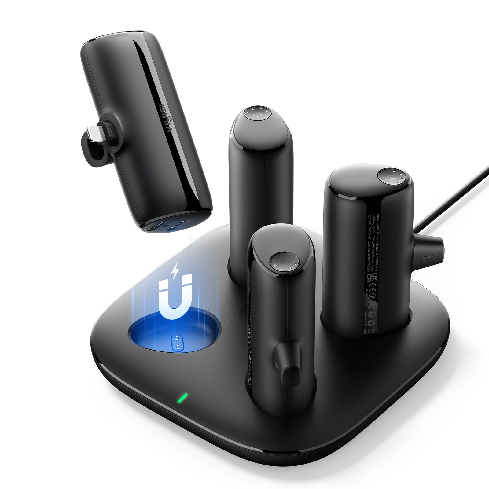 شارژرهای قابل حمل VIYISI 5000mAh [4 عدد] و کیت ایستگاه شارژر برای آیفون، ایستگاه شارژینگ مشترک با مجموعه 4 پاوربانک برای خانه، کافه، دفتر کار، هتل، رستوران، و غیره