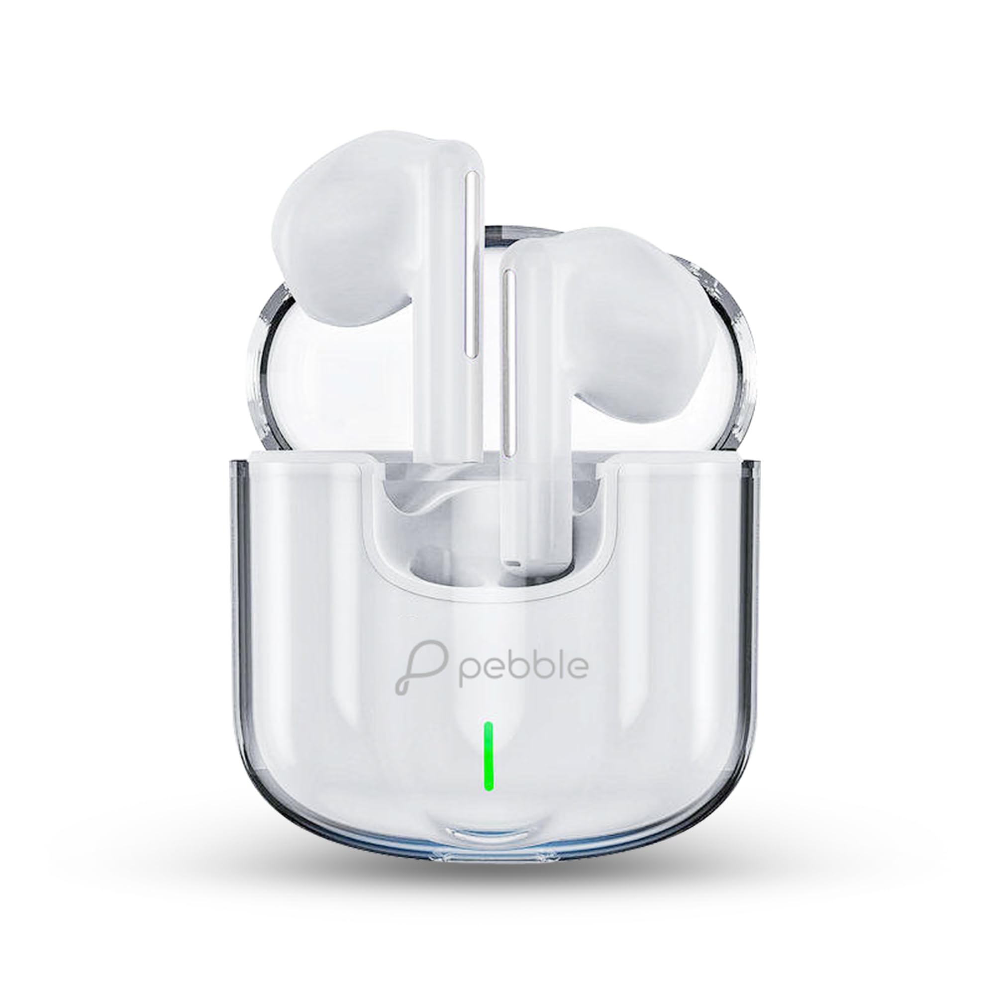 هدست بی‌سیم Pebble Duet Earpods با قابلیت پخش ۲۰ ساعته، سرکوب‌کننده نویز با زمان انتظار ۱۰۰ ساعته، بلوتوث ۵.۰، گوشی‌های Earbuds کم تاخیر و ضد‌آب با قابلیت اتصال خودکار و دستیار صوتی - سفید