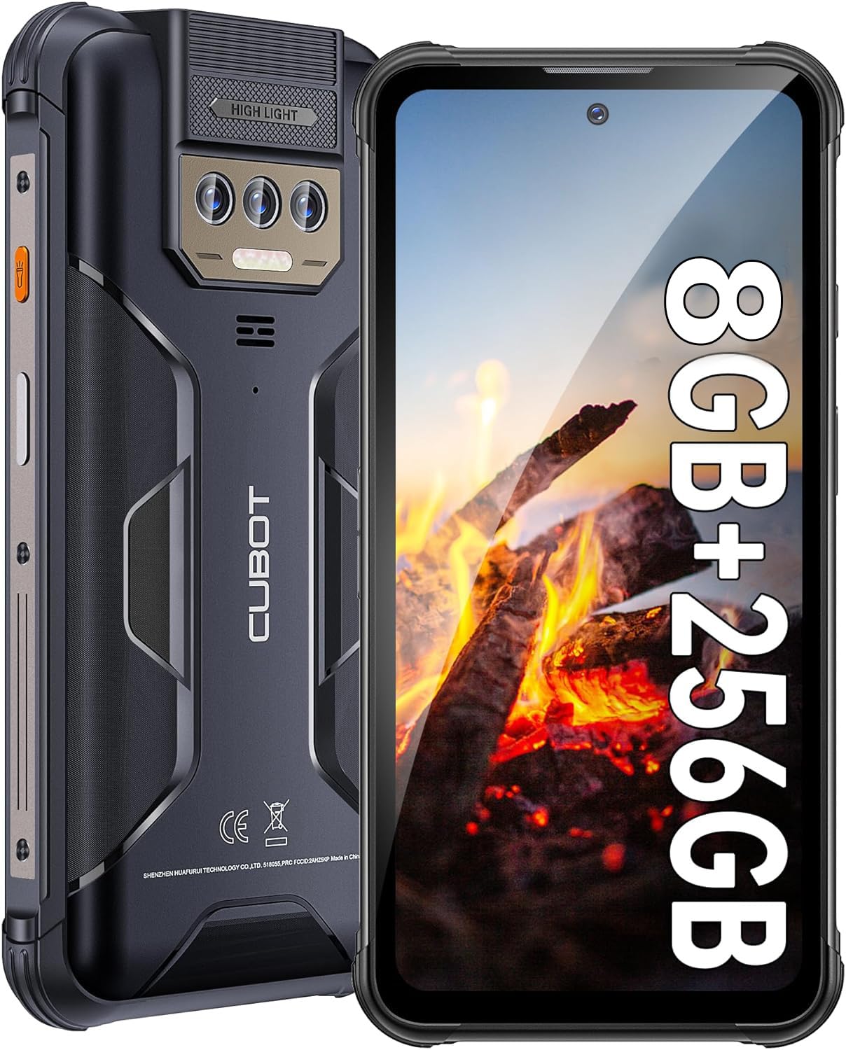 توانایی KingKong، تلفن مقاوم، نمایشگر FHD+ IPS 6.497 اینچی اندروید 13 اسمارتفون با باتری 10600mAh شارژ سریع 33W، 8 گیگابایت رم 256 گیگابایت حافظه داخلی، سه دوربین عقب، ضدآب/NFC/چراغ قوه دوتایی/خواننده اثر انگشت