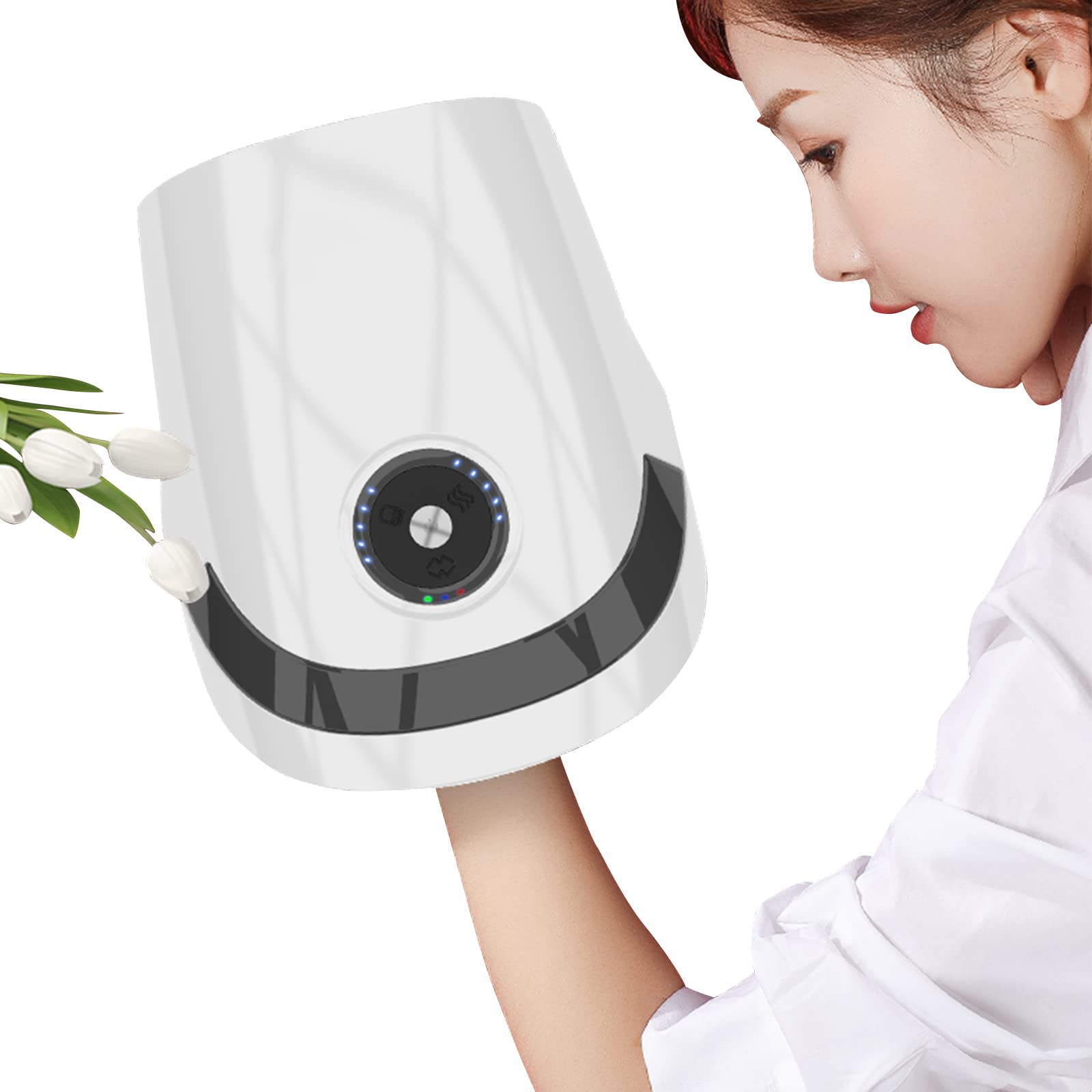 ماساژ دهنده دست بی‌سیم SYOSI با گرما، فشرده‌سازی، ماساژر الکتریکی شارژی بی‌سیم برای التهاب مفاصل، مچ دست، کف دست، احساس کبریتا و تسکین درد انگشتان (سفید)