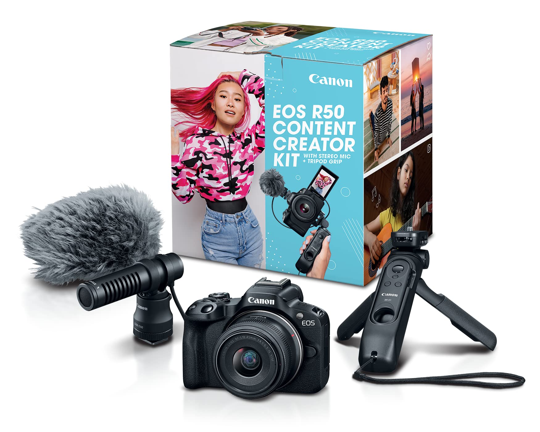 کیت خلق محتوای دوربین بدون آینه Canon EOS R50، رنگ مشکی