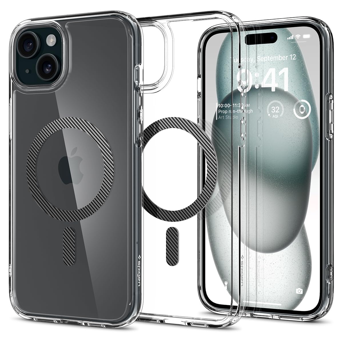 Spigen Ultra Hybrid MagFit Designed for iPhone 15 Plus Case Cover Compatible with MagSafe (2023) - Carbon Fiber Carbon Fiber iPhone 15 Plus