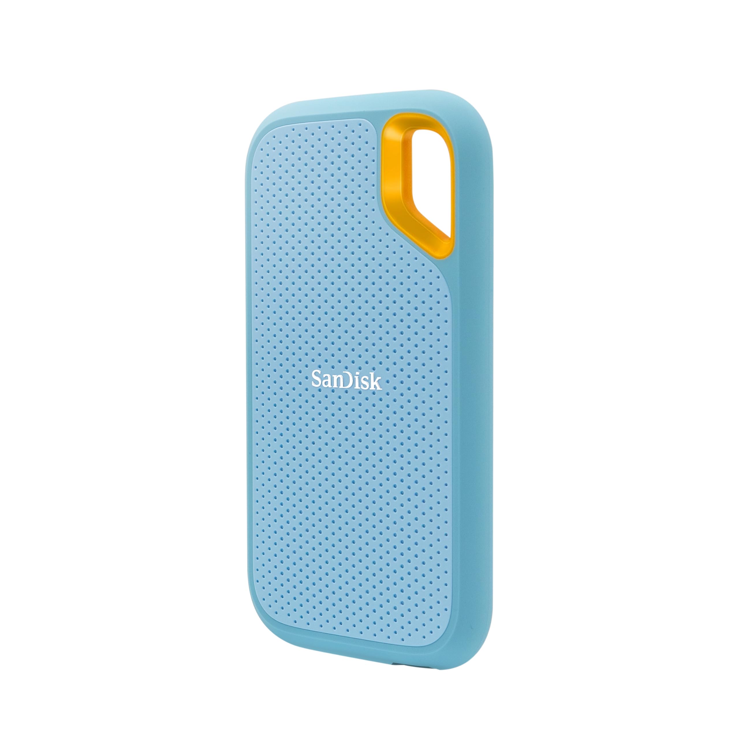 SanDisk Extreme Portable 1TB، سرعت خواندن 1050MB/s، سرعت نوشتن 1000MB/s، محافظت از سقوط 3 متری، مقاومت در برابر آب و گرد و غبار IP65، رمزنگاری سخت‌افزاری، سازگار با کامپیوتر، مکینتاش و اسمارتفون‌های TypeC، گارانتی 5 ساله، SSD خارجی، رنگ آبی آسمانی 1 ترابایت
