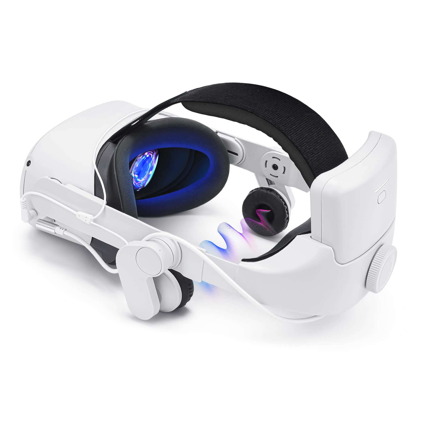 لامپلک هدبند با باتری ۸۰۰۰mah و هدفون برای Oculus/Meta Quest 2، هدبند الیت صدای راحت VR جایگزین لوازم جانبی برای افزایش اثرات صوتی، زمان بازی با هدفون
