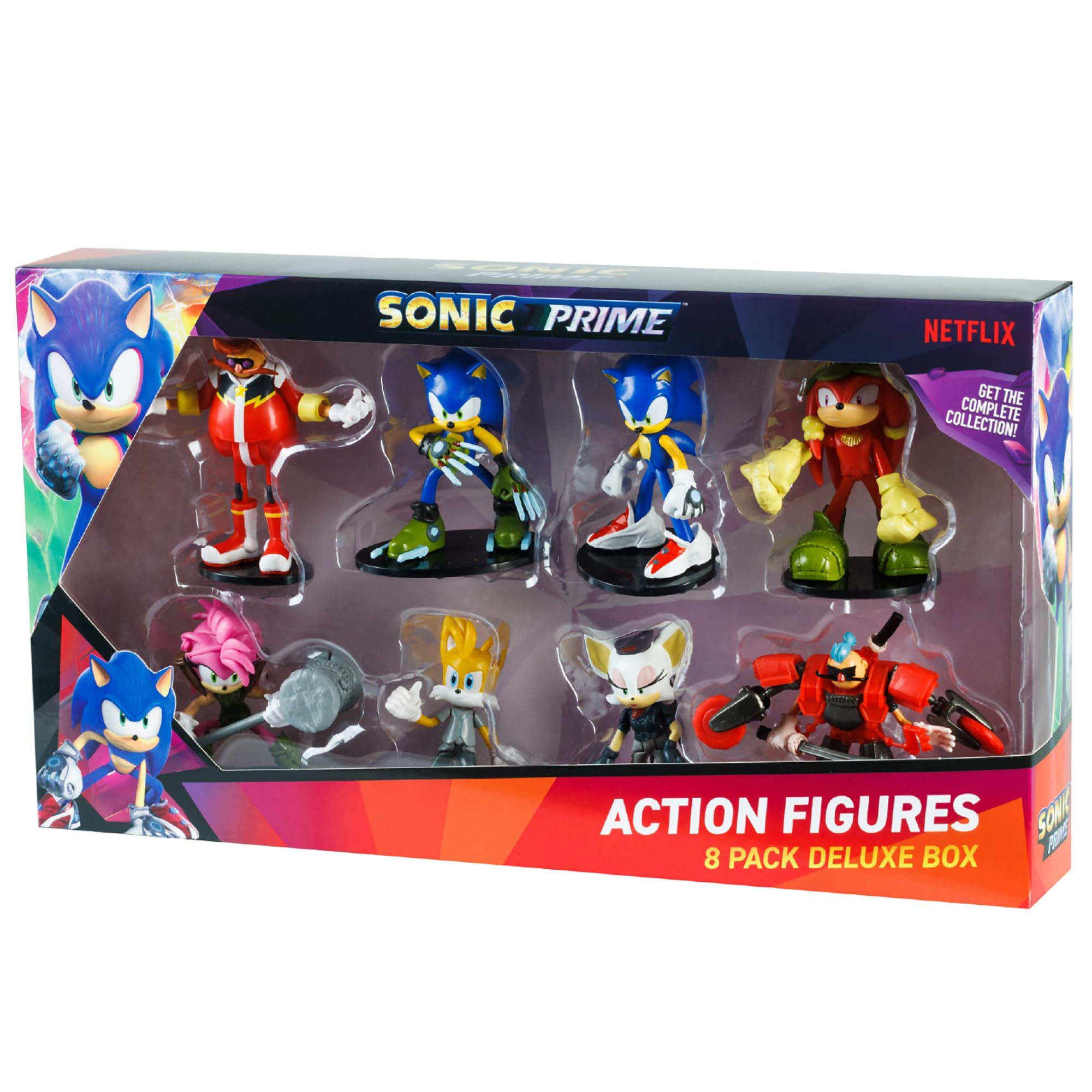 اسباب بازی های برتر SONIC THE HEDGEHOG، 8 اسباب بازی شامل 2 کاراکتر نادر پنهان، جعبه لوکس، سری 1، انتخاب تصادفی، همه 16 تایی را جمع آوری کنید!