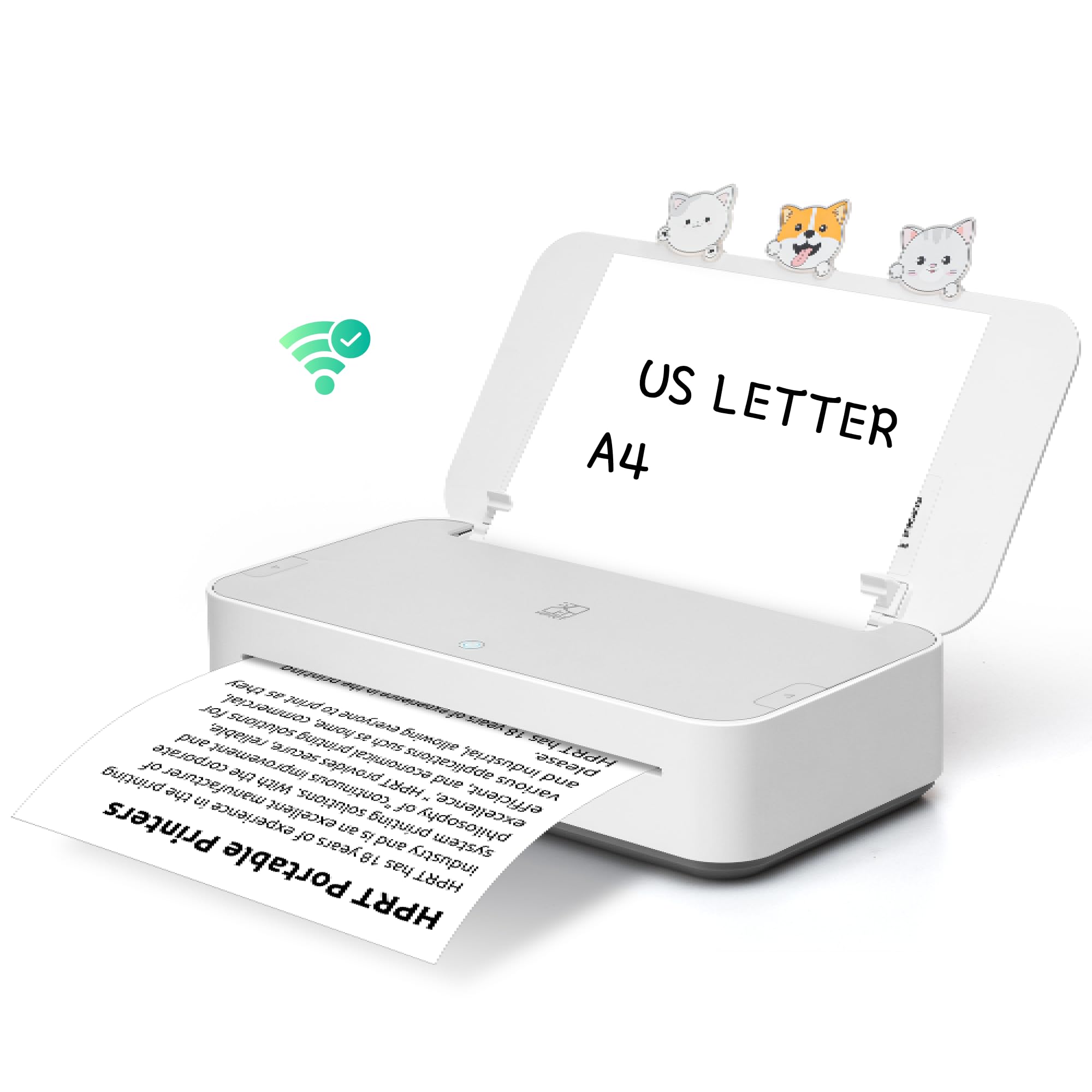پرینتر بدون جوهر HPRT GT1 Thermal Transfer برای استفاده در منزل، اتصال Wi-Fi، پشتیبانی از سایز 11''x8.5'' نامه US با دقت 300DPI (GT1-سفید)
