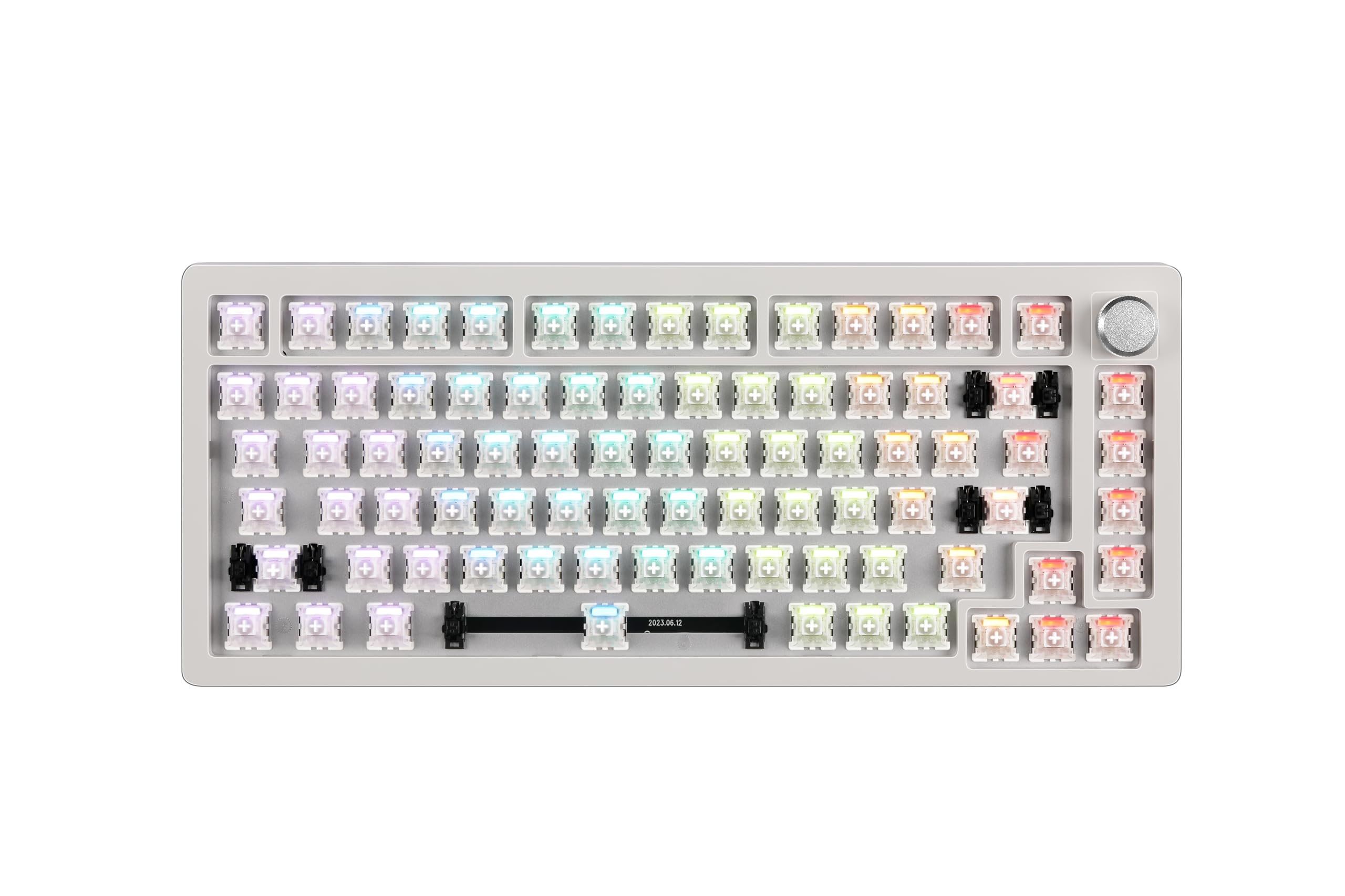 کیبورد مکانیکال دکمه‌های مغناطیسی DrunkDeer A75 Rapid Trigger، TKL 75% لایه‌بندی RGB با نوار USB با سیم 82 کلیدهای فشرده با دسته سفید، بدون کاور کلید، سفید-نه، با بدنه نیمه‌تمیز