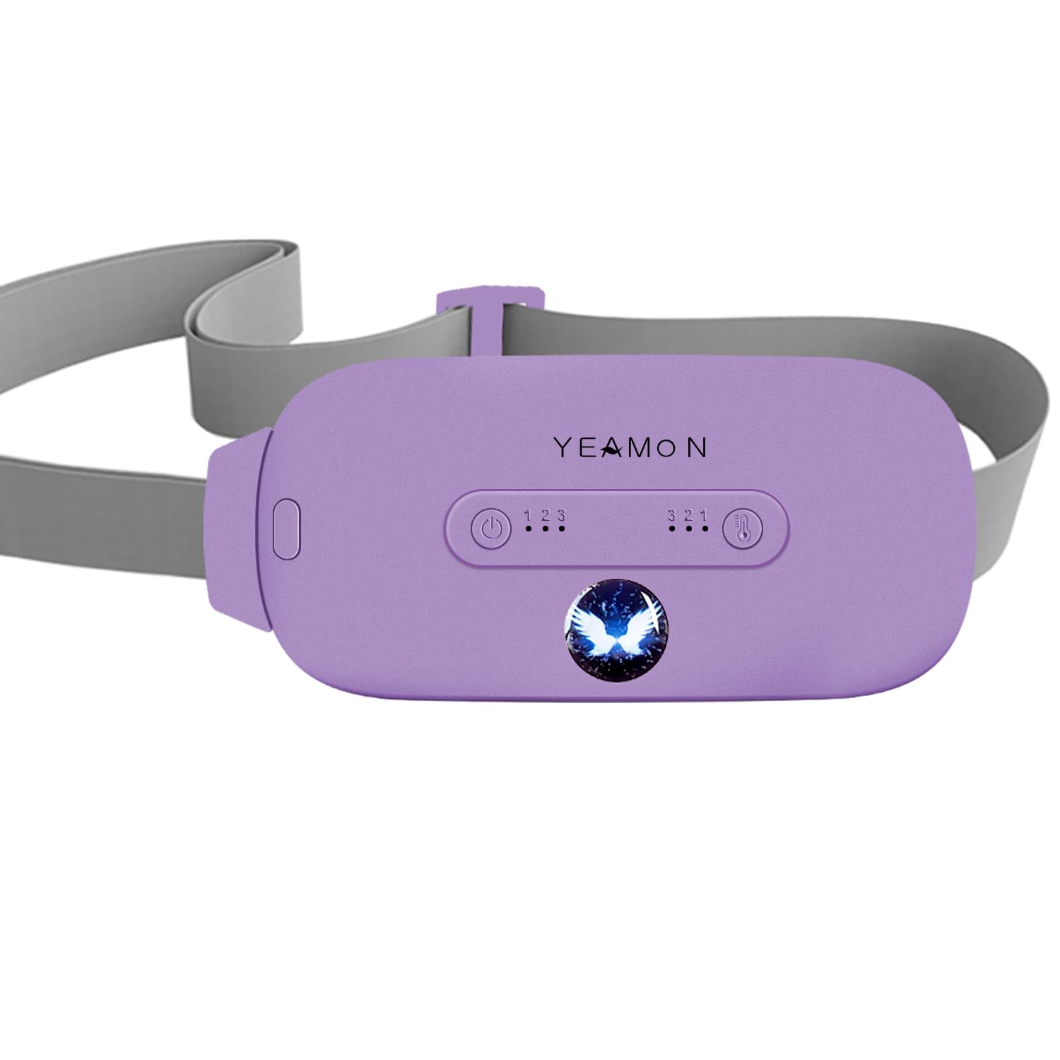 Yeamon Portable Cordless Heating Pad, دستگاه کمربند الکتریکی با 3 سطح حرارتی و 3 حالت ماساژ ارتعاشی برای پشت یا شکم (بنفش روشن)