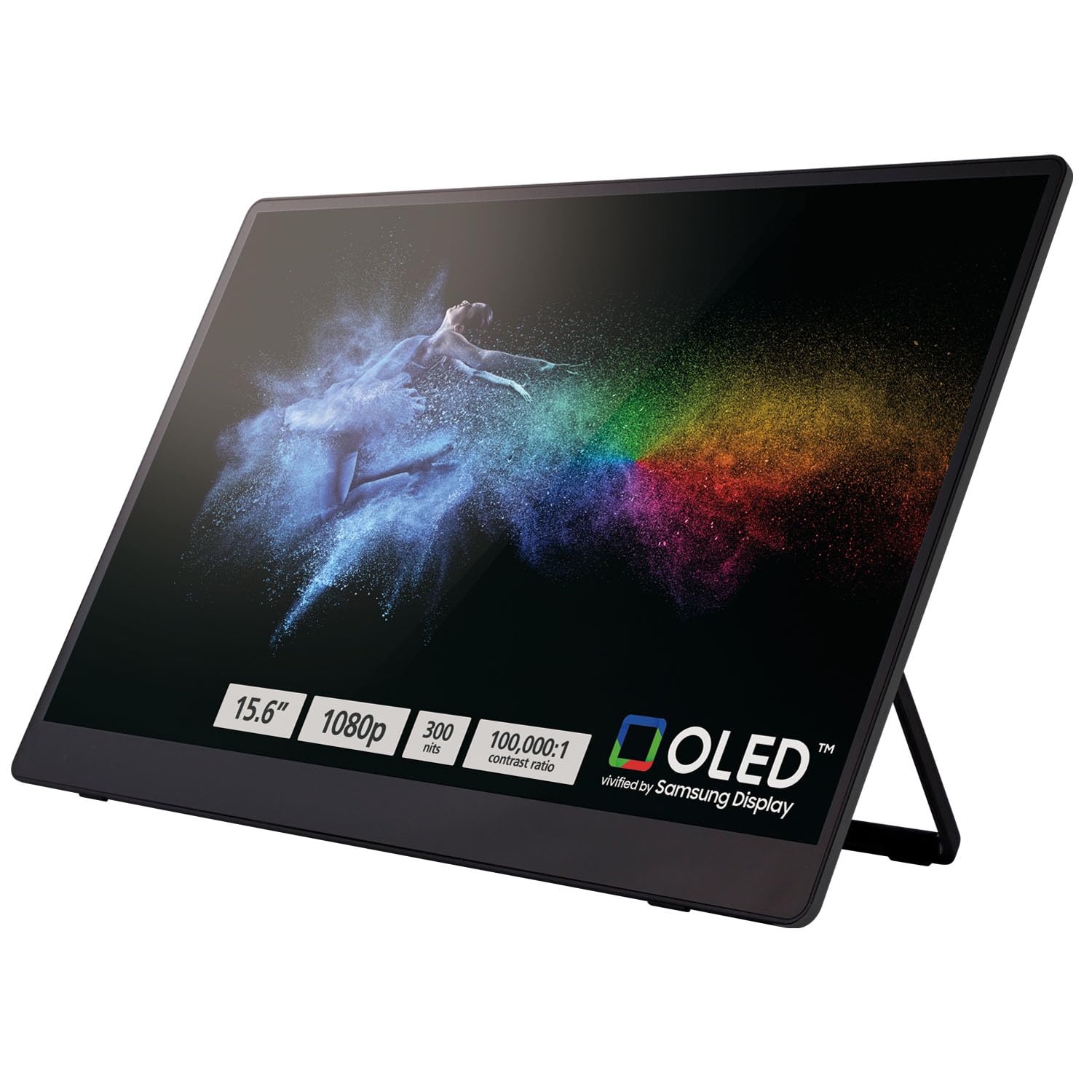 مانیتور نمایشگر قابل حمل ریکو 150 اینچ 15.6" OLED روشن با وضوح 300 نیت و وزن سبک و صفحه نمایش لمسی با دو اسپیکر - برای لپ تاپ، دسکتاپ، مک، کامپیوتر شخصی