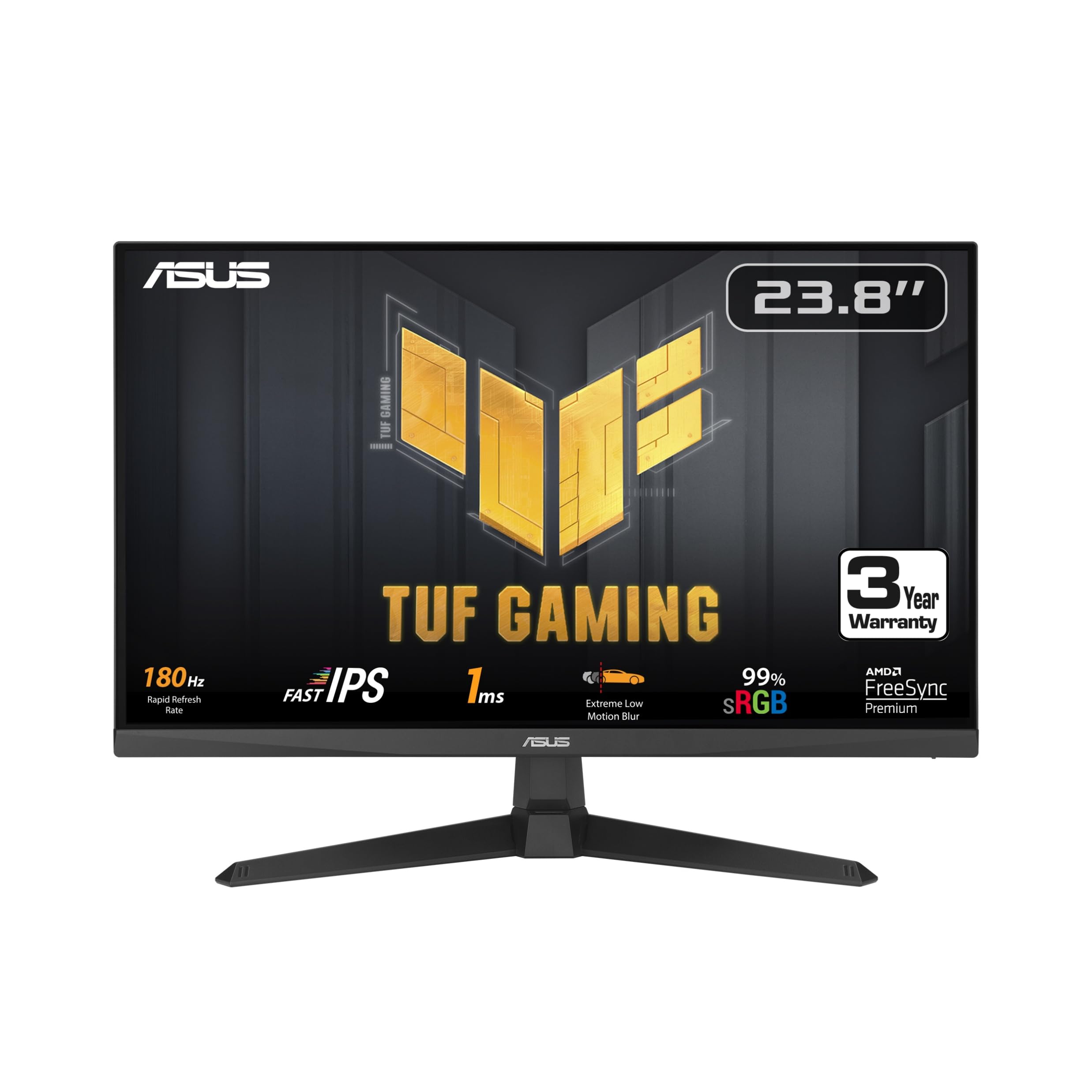 مانیتور ASUS TUF Gaming 24 اینچ (نمای قابل مشاهده 23.8 اینچ) 1080P (VG249Q3A) - Full HD، 180Hz، 1ms، Fast IPS، Extreme Low Motion Blur، FreeSync Premium، اسپیکرها، DisplayPort، HDMI، Variable Overdrive، 99% Srgb، 24 Fast IPS 180Hz FreeSync Premium