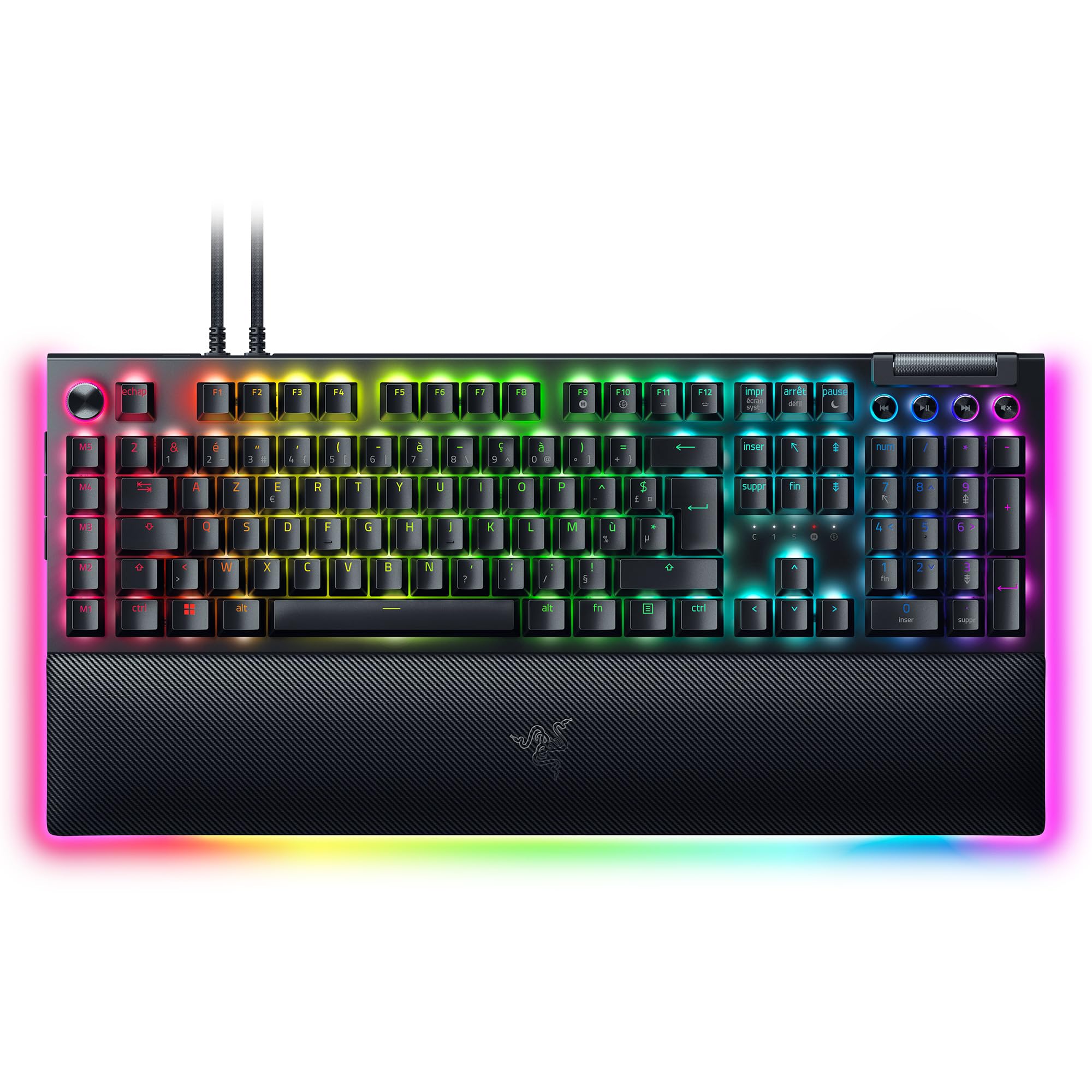 کیبورد گیمر مکانیکی Razer BlackWidow V4 Pro (سوییچ‌های زرد) (موسیقی‌های مکانیکی ساکت، چرخ، 8 کلید میکرو اختصاصی، پشتیبان مچ دست PU چرم، نورپردازی RGB Chroma) کیبورد FR | مشکی