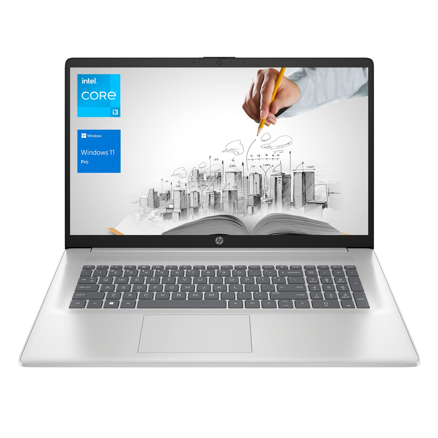 لپ تاپ تجاری اچ‌پی 17، صفحه نمایش ۱۷.۳ اینچی HD+، پردازنده اینتل Core i3-1125G4، ۳۲ گیگابایت رم، ۲ ترابایت حافظه‌ی جامد اس‌اس‌دی، وبکم، وای-فای، HDMI، ویندوز ۱۱ پرو، نقره‌ای