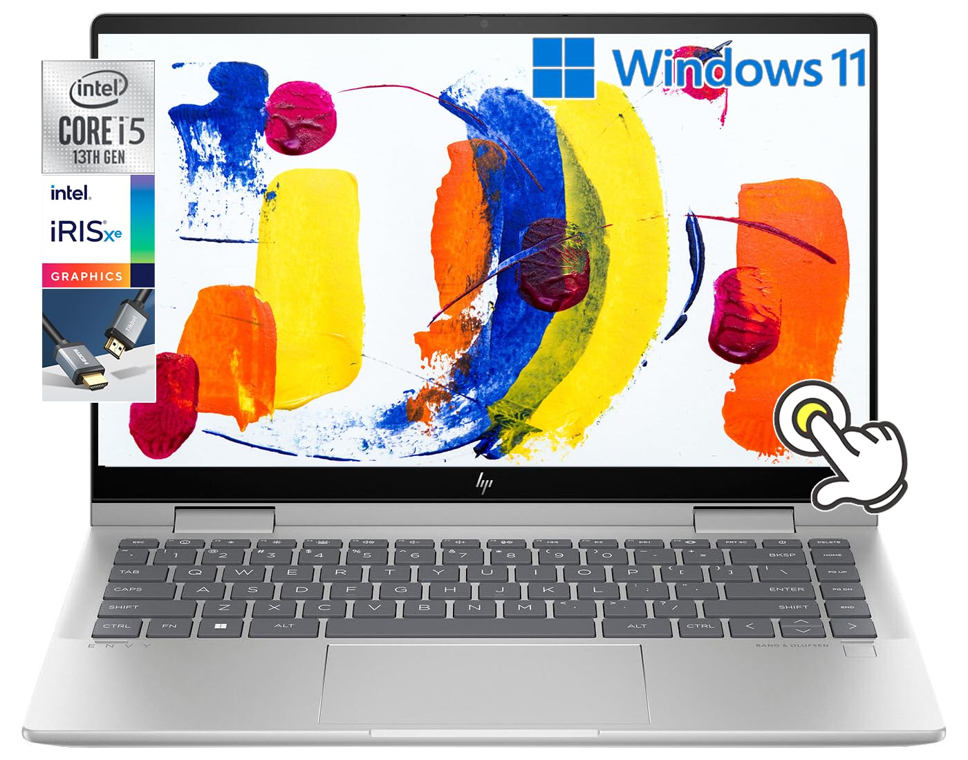 لپ تاپ لمسی HP Envy x360 2-in-1 با صفحه نمایش 14 اینچی FHD IPS، پردازنده Intel Core i5-1335U (قدرتمندتر از i7-1260U)، صفحه کلید با نور پس زمینه و خواننده اثر انگشت، ویندوز 11، رنگ نقره‌ای طبیعی (رم 8 گیگابایت | حافظه داخلی 512 گیگابایت) (14 اینچ) رم 8 گیگابایت، حافظه داخلی 512 گیگابایت