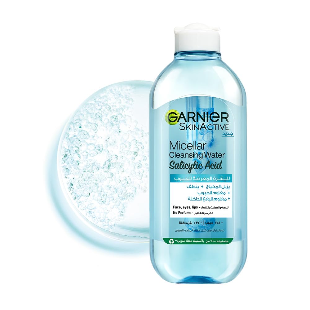 Garnier Skinactive Micellar Cleansing Water، برای پوستهای مستعد جوش، حاوی اسید سالیسیلیک، 400 میلی لیتر