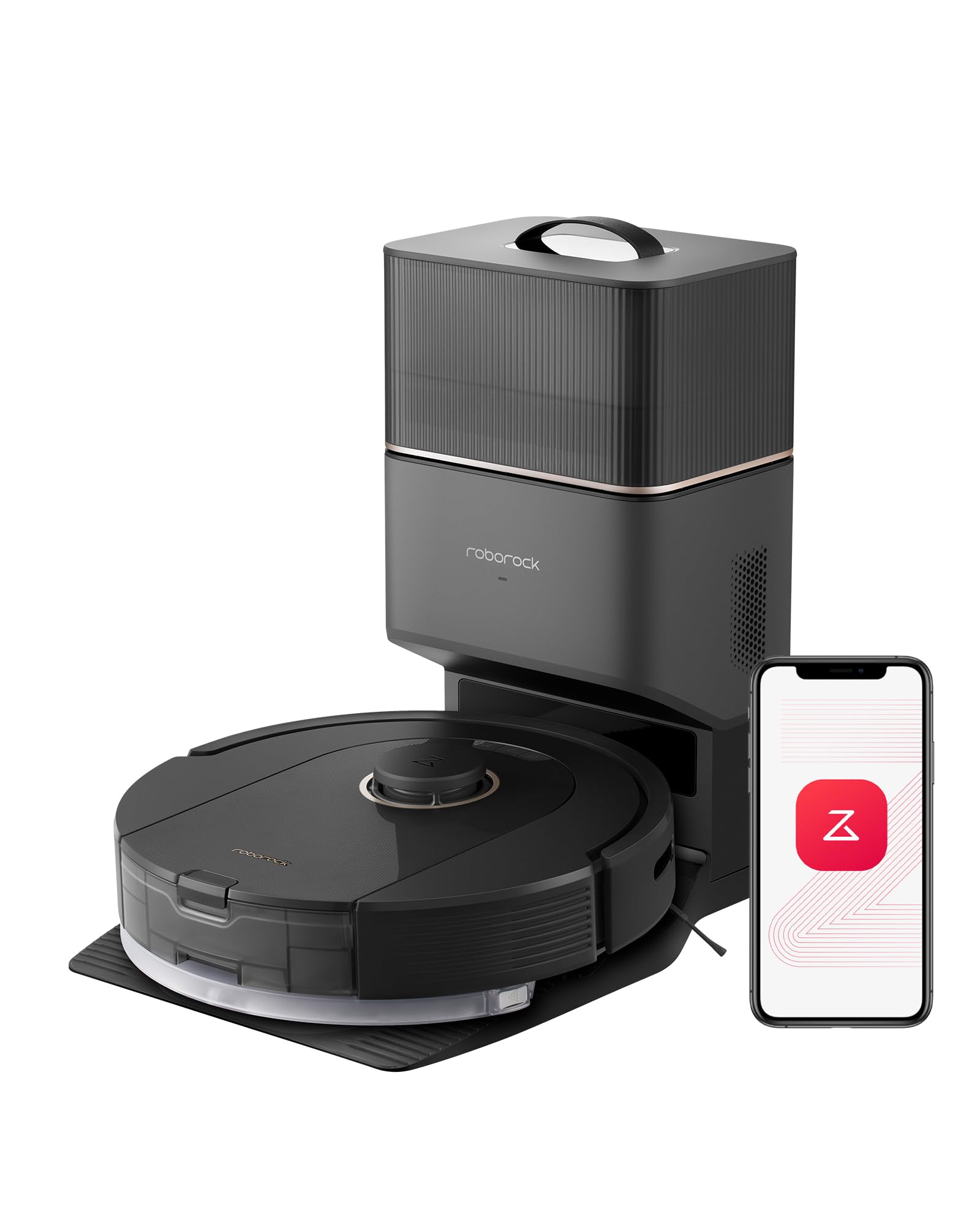 روبات جاروبرقی و ماپ Roborock Q5 Pro+، خودخالی‌کننده، حداکثر مکش 5500 پاسکال، موتور دو گلچین برس، تمیزکاری بدون دست، مناسب برای تا 7 هفته، ناوبری دقیق، ایده‌آل برای کف‌های سخت، فرش و موهای حیوانات‌خانگی