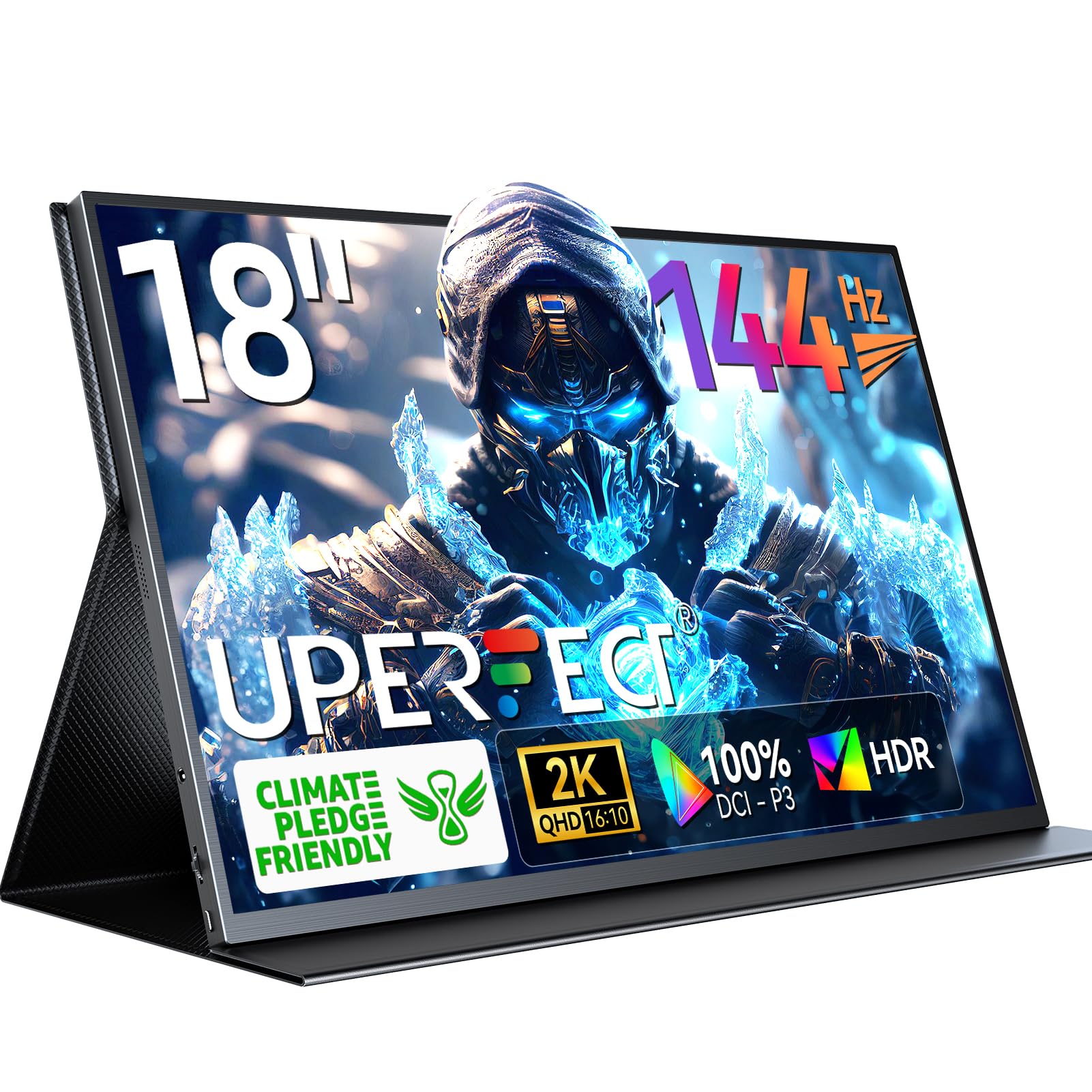 مانیتور قابل حمل با رزولوشن 2560x1600 QHD 100٪ DCI-P3 و نرخ تازه‌سازی 144Hz، مناسب برای بازی‌های 2K.