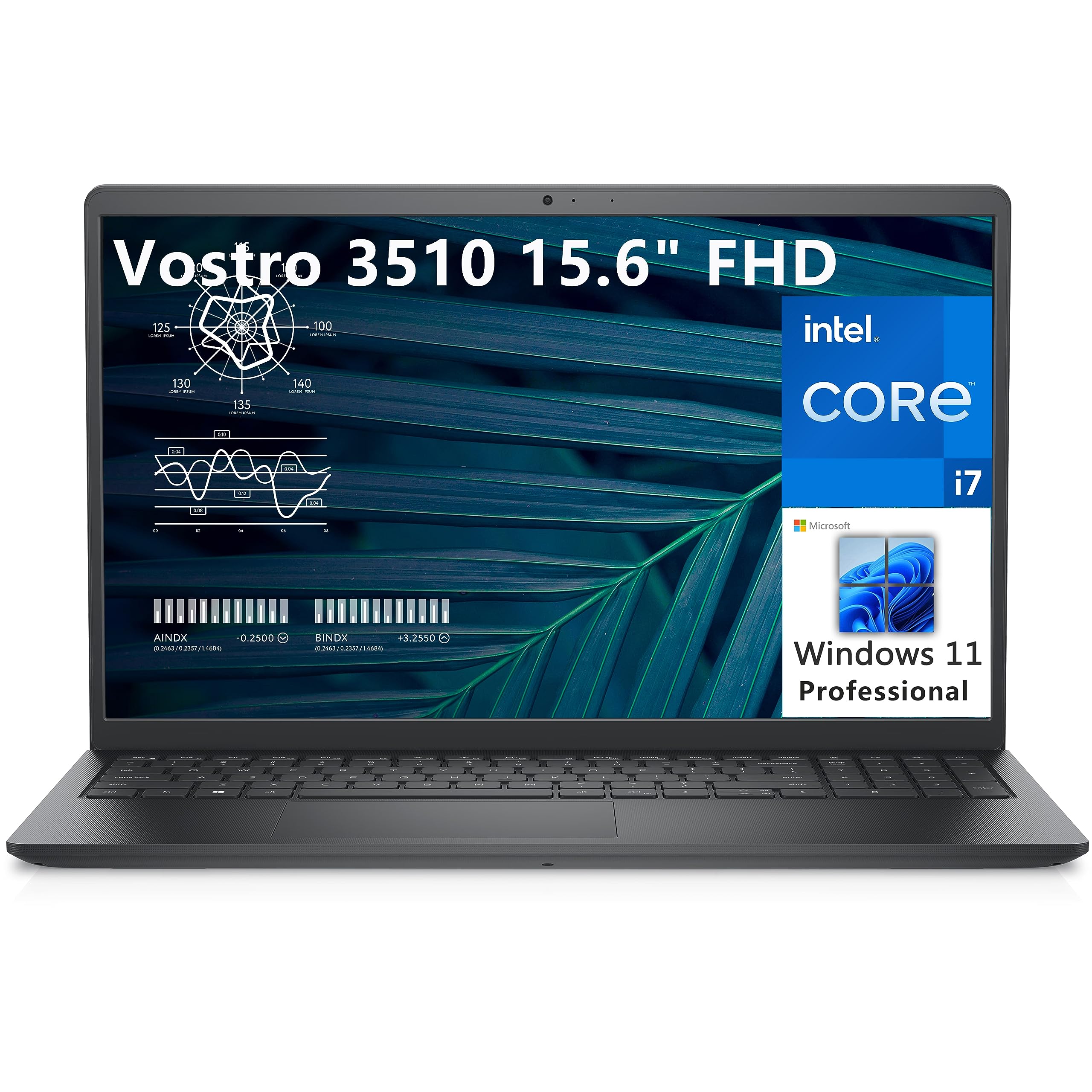 لپ تاپ تجاری دل ووسترو 3520 اینچ 15.6 با رزولوشن FHD، پردازنده Intel Core i7-1255U با سرعت از 1.7 تا 4.7 گیگاهرتز، 16 گیگابایت رم DDR4، 1 ترابایت حافظه جانبی SSD PCIe، وای فای، بلوتوث، کربن سیاه، ویندوز 11 حرفه‌ای (ارتقا)(صفحه کلید: غیر پشتیبانی شده)