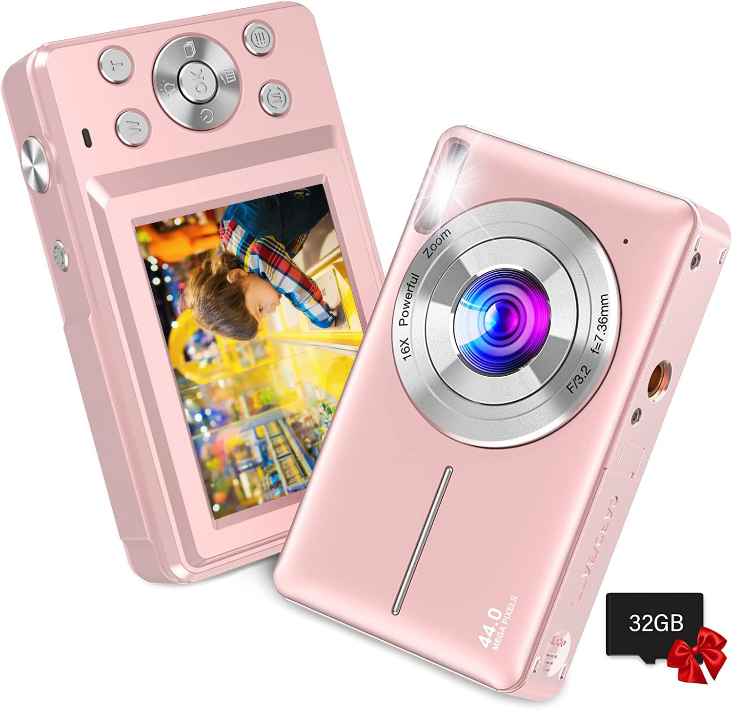 دوربین دیجیتال Exrp، دوربین دیجیتال FHD 1080P برای کودکان با کارت SD 32GB زوم دیجیتال 16X، دوربین کوچک و قابل حمل Point and Shoot دوربین‌های دیجیتال Mini برای نوجوانان، دانش‌آموزان پسران دختران سالمند