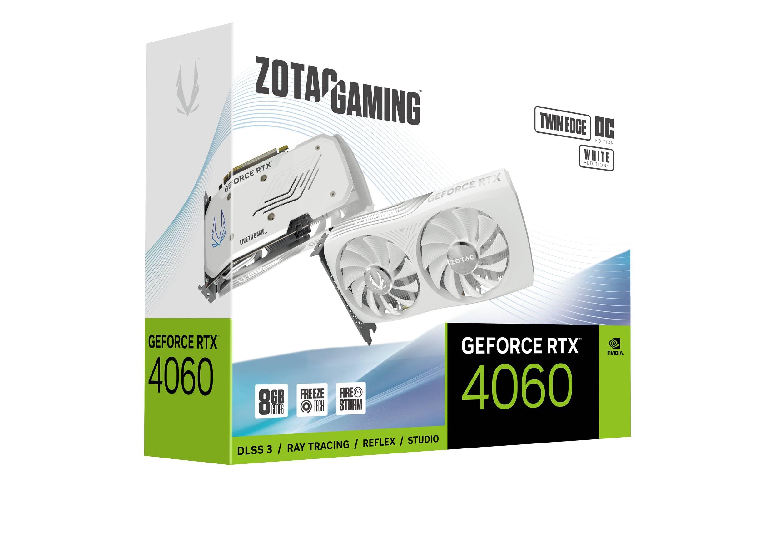 کارت گرافیک بازی کوچک Zotac GAMING GeForce RTX 4060 8GB Twin Edge OC White Edition DLSS 3 8GB GDDR6 128-bit 17 Gbps PCIE 4.0 کارت گرافیک بازی کوچک با نورپردازی RGB SPECTRA، ZT-D40600Q-10M