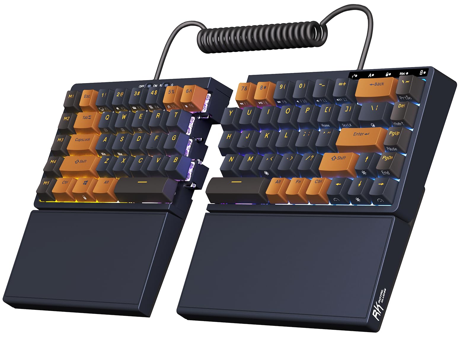 کیبورد بازی بی‌سیم RK ROYAL KLUDGE RKS70، کیبورد مکانیکی RGB سیمی و 5 کلید میانبر اختصاصی،  کیبوردهای 75% ارگونومیک باکی‌سوایپ برای وین/مک، سوئیچ‌های برنزی تاکتیل