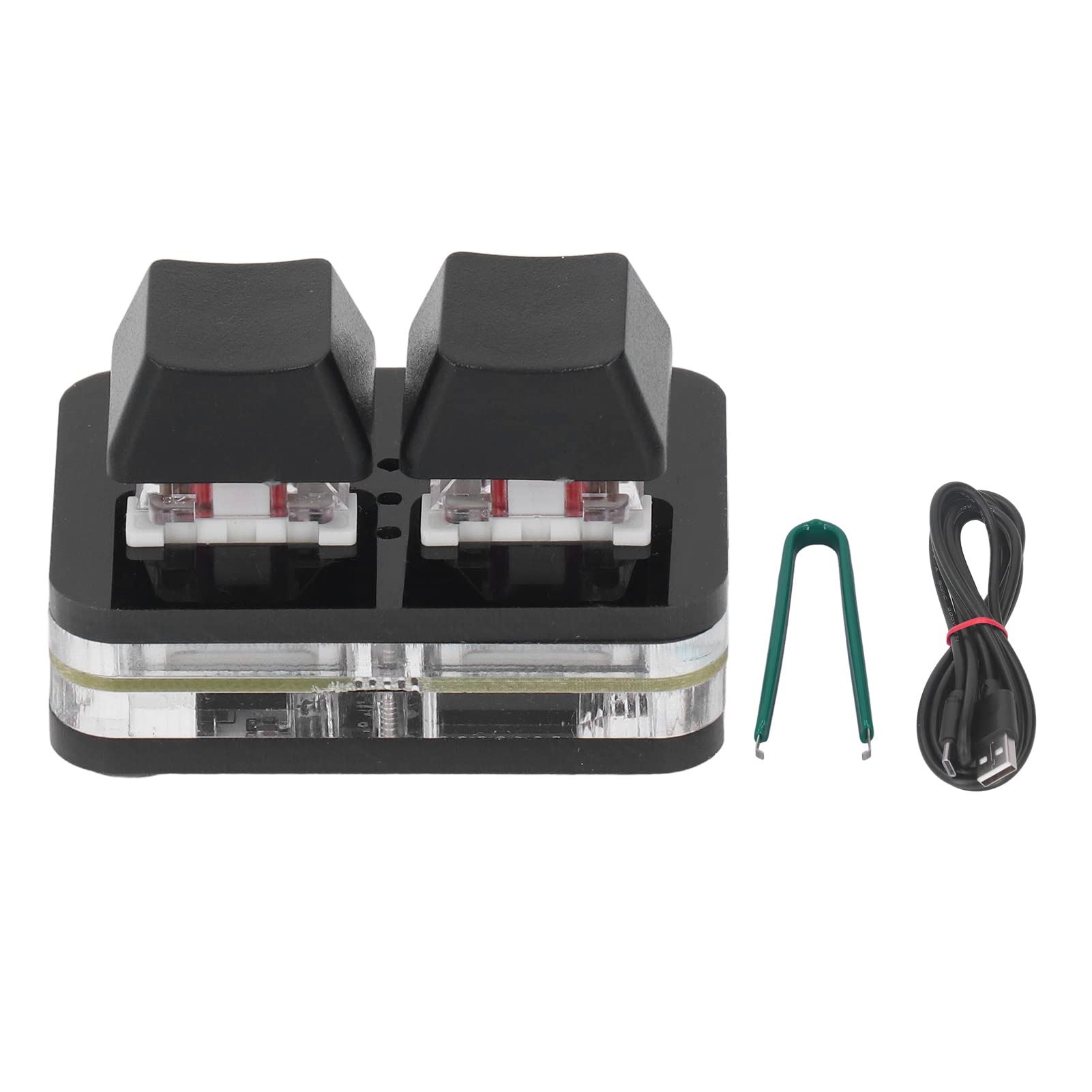کیبورد مکانیکی دو کلیده Eujgoov 2 کیبورد بازی دو کلیده USB Mini 2 کیبورد کیپد قابل برنامه‌ریزی (مشکی)