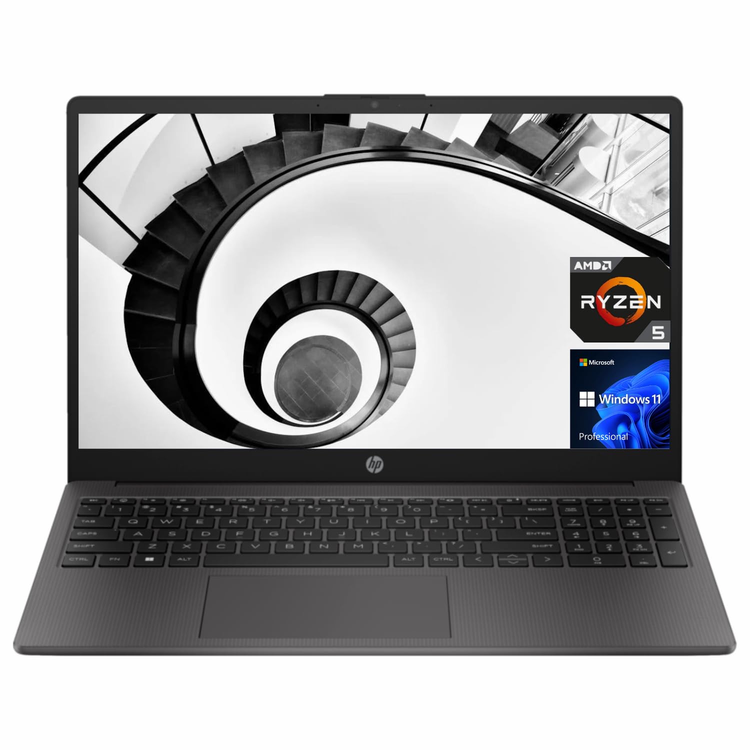 لپ تاپ جدید HP 2023، نمایشگر FHD 15.6 اینچ، پردازنده AMD Ryzen 5 7530U (قدرت بیشتر از i7-1165G7)، 32 گیگابایت رم، 1 ترابایت حافظه‌ی داخلی SSD، دوربین، HDMI، Wi-Fi 6، ویندوز 11 Home، رنگ مشکی، لوازم جانبی KKE