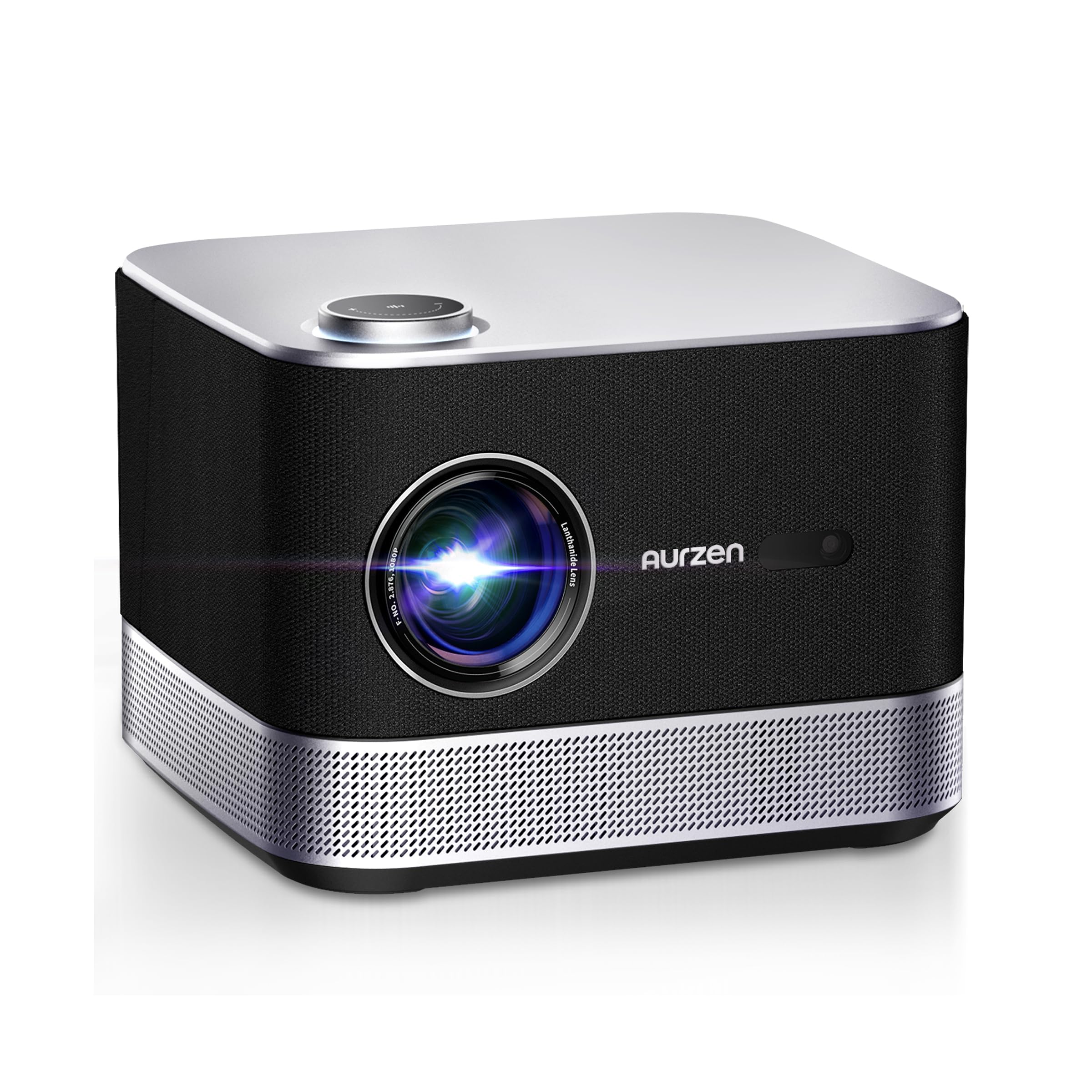 پروژکتور Aurzen All-In-One با پشتیبانی از 4K، پروژکتور هوشمند BOOM 3 با WiFi و بلوتوث، صدای استریو سه بعدی و بلندگوهای 36 وات، فوکوس خودکار هوشمند و کی استون، پروژکتور خانگی و فضای باز Netflix Official 500 ANSI Colorسیاه
