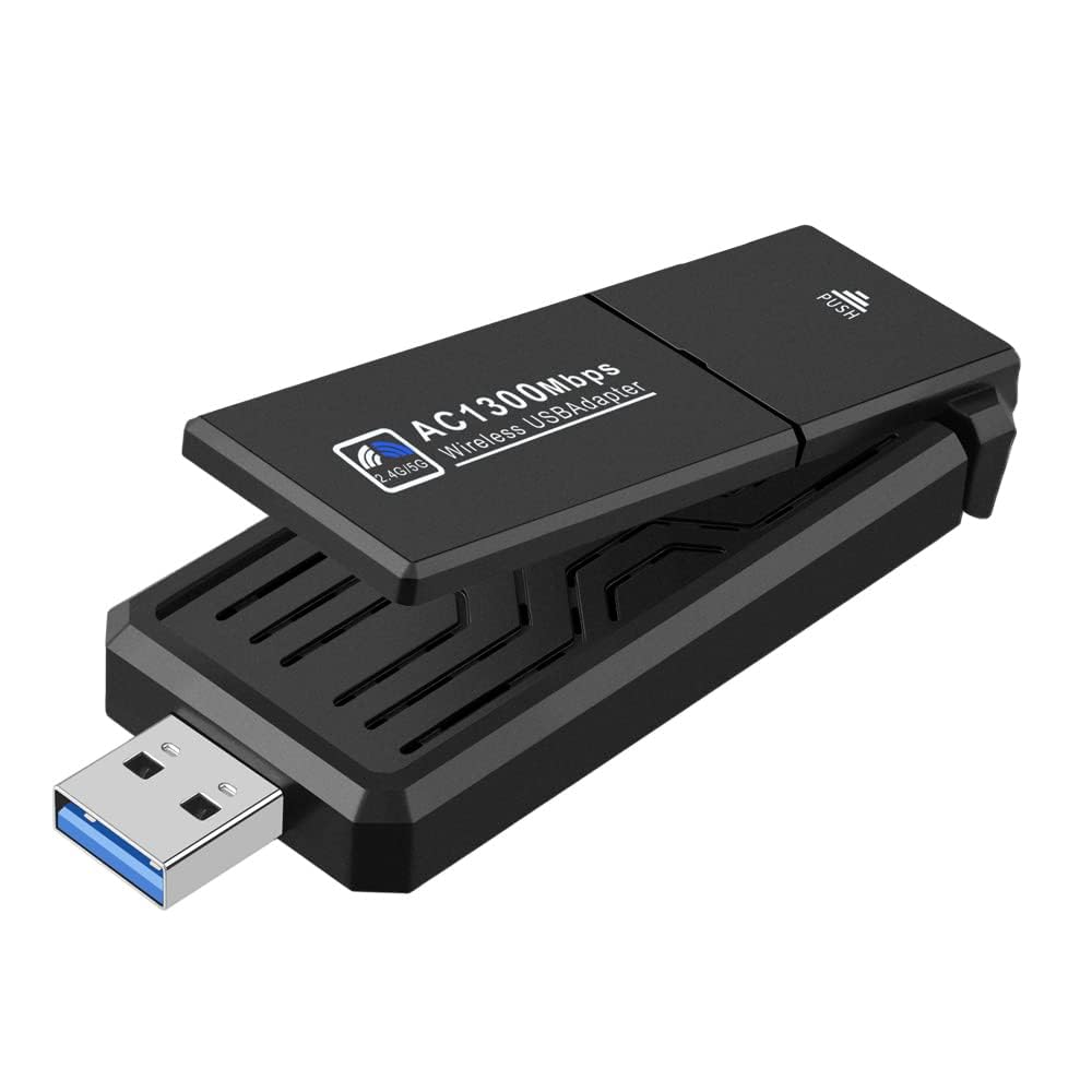 آداپتور WiFi USB TERRIFI، برای دسکتاپ، آداپتور WiFi، آداپتور شبکه بی‌سیم USB، با برد طولانی AC1300Mbps، دو بانده با آنتن 5dBi با گین بالا، USB3.0، 2.4GHz/5GHz، Windows7-11/XP، Mac OS 10.9-10.15