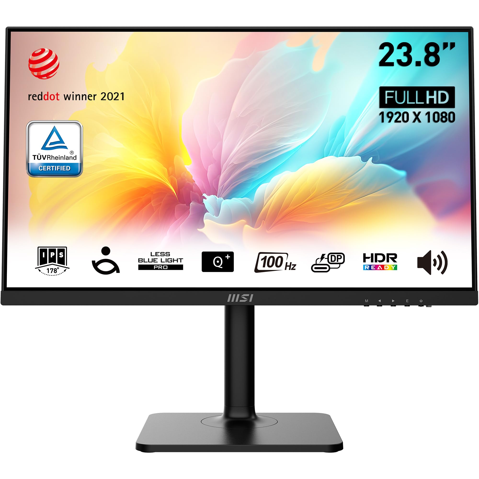 مانیتور اداری Full HD MSI Modern MD2412P 23.8 اینچ - پنل IPS 1920 × 1080 ، 100Hz ، راحتی چشم ، قابلیت نصب VESA ، بلندگوهای داخلی ، کیت نمایش ، 4 راه قابل تنظیم - HDMI 1.4b ، USB نوع C 24 اینچ / FHD / قابل چرخش 100Hz / IPS HDMI/Type-C 15 وات PD