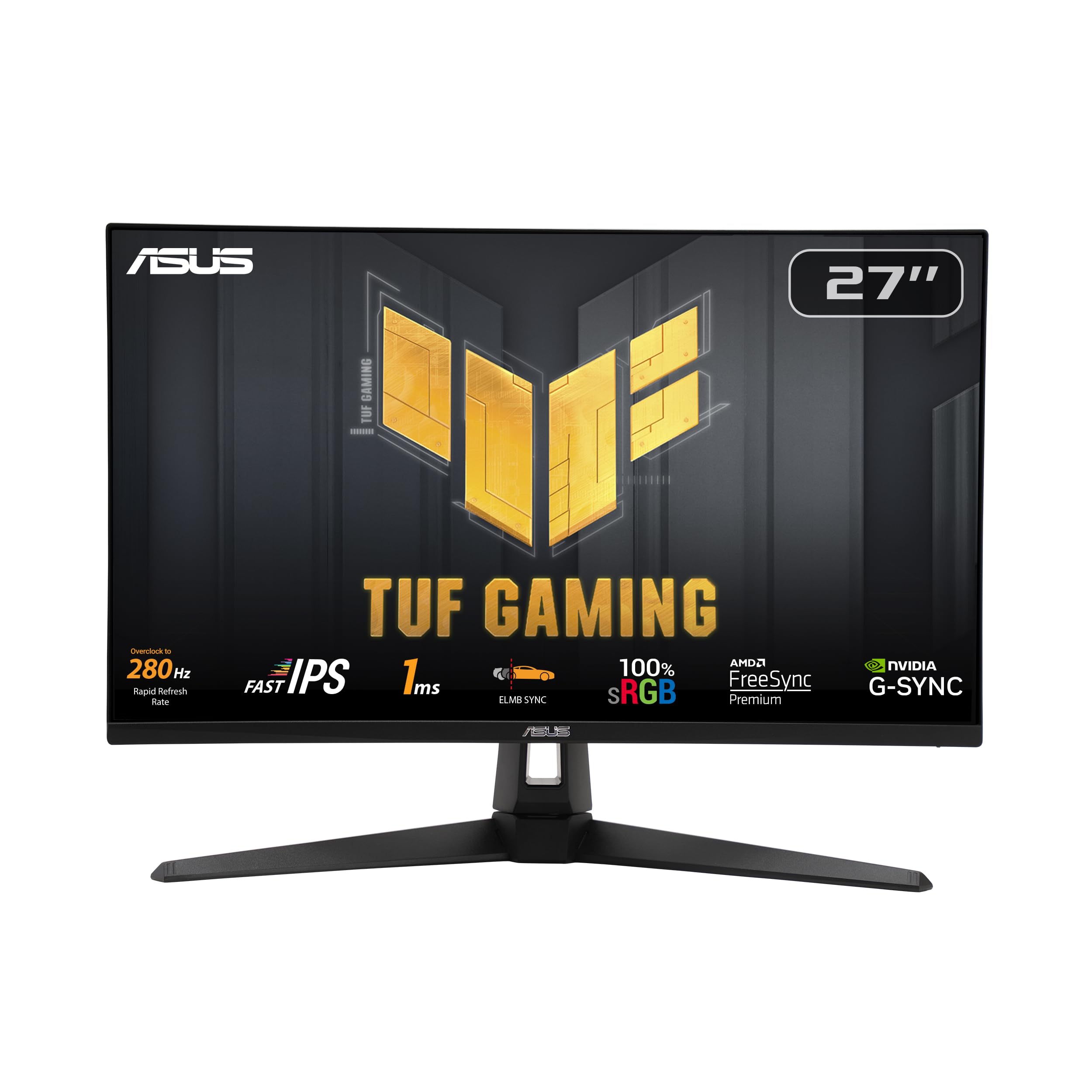 مانیتور ASUS TUF Gaming VG279QM1A – 27 اینچ، Full HD(1920x1080)، 280Hz(OC)، Fast IPS، ELMB Sync، 1ms (GTG)، Freesync Premium™، G-Sync compatible، Variable Overdrive، 100٪ sRGB، HDR