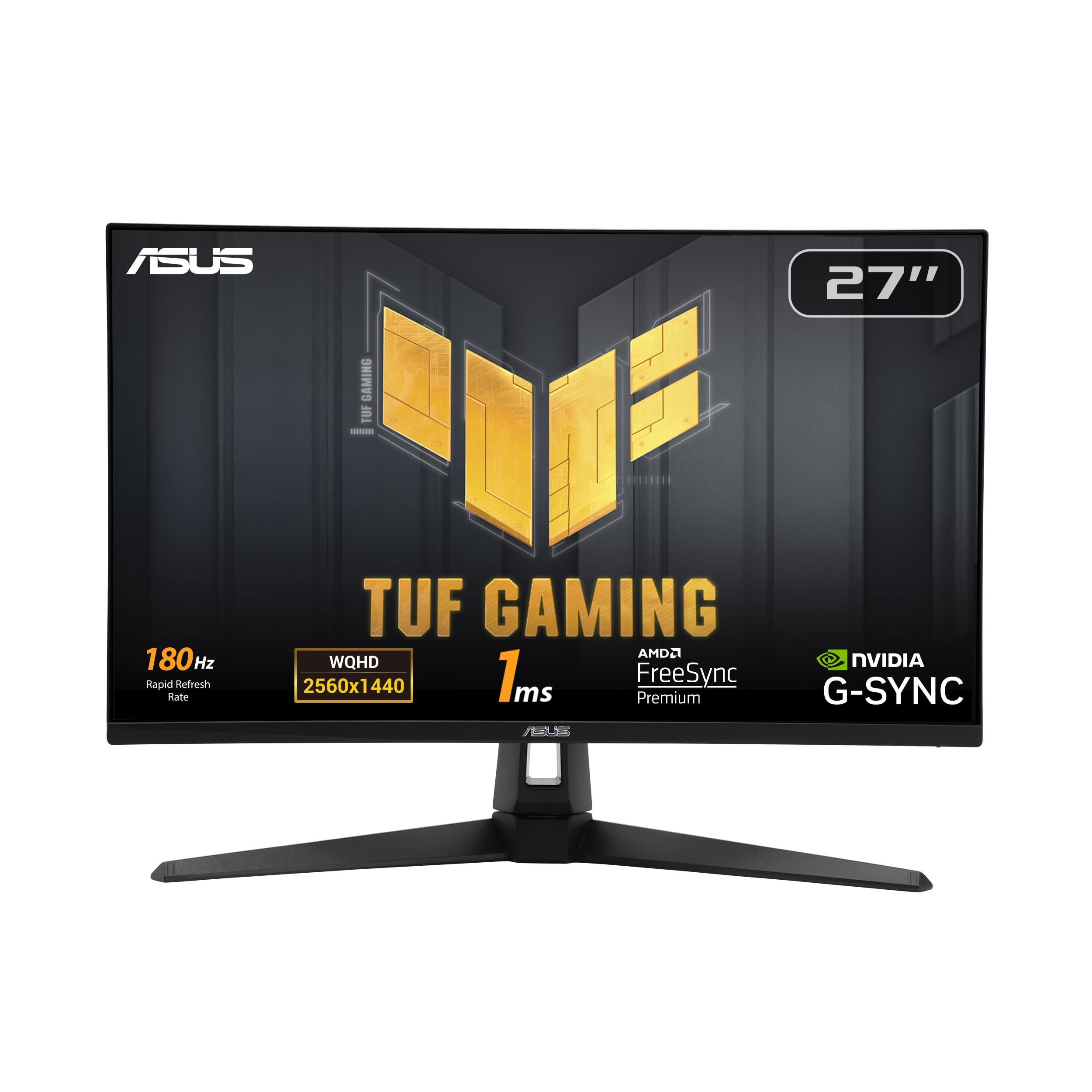 مانیتور بازی ASUS TUF Gaming VG27AQ3A - 27 اینچ، QHD (2560x1440)، 180Hz، Fast IPS، ELMB Sync، 1ms (GTG)، Freesync Premium™، سازگار با G-Sync، Variable Overdrive، 130% sRGB - مشکی