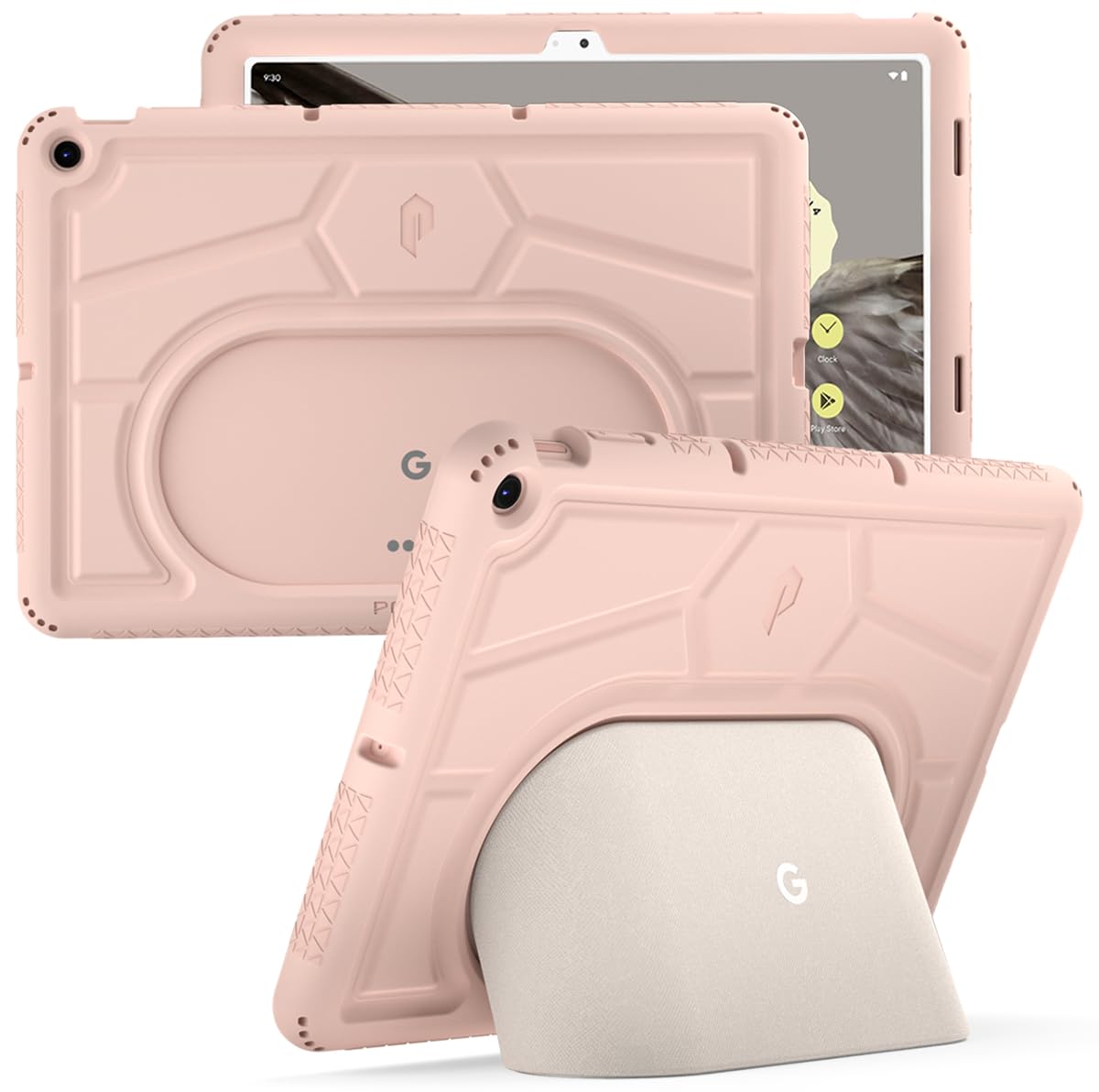 محافظ Poetic TurtleSkin Series برای Google Pixel Tablet Case 11 اینچ (2023)، قابلیت ضد ضربه رویه زیبایی و مقاوم برای کودکان با پوشش سیلیکونی، رز