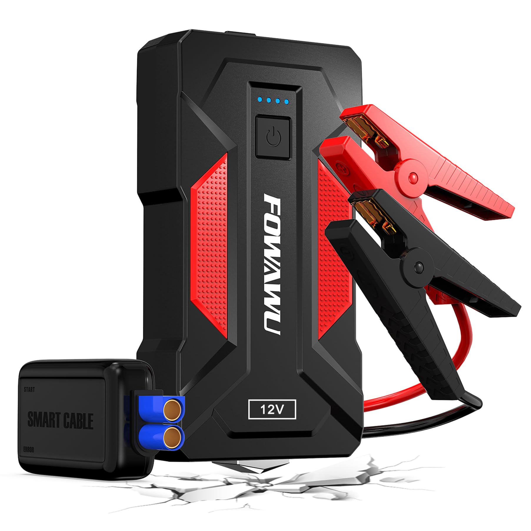 FOWAWU 3000 A 22800mAh راه‌انداز ماشین (8.5 لیتر گاز، 6.5 لیتر دیزل)، راه‌انداز باتری ماشین 12 ولت، راه‌انداز باتری قابل حمل با USB 3.0، چراغ LED F605