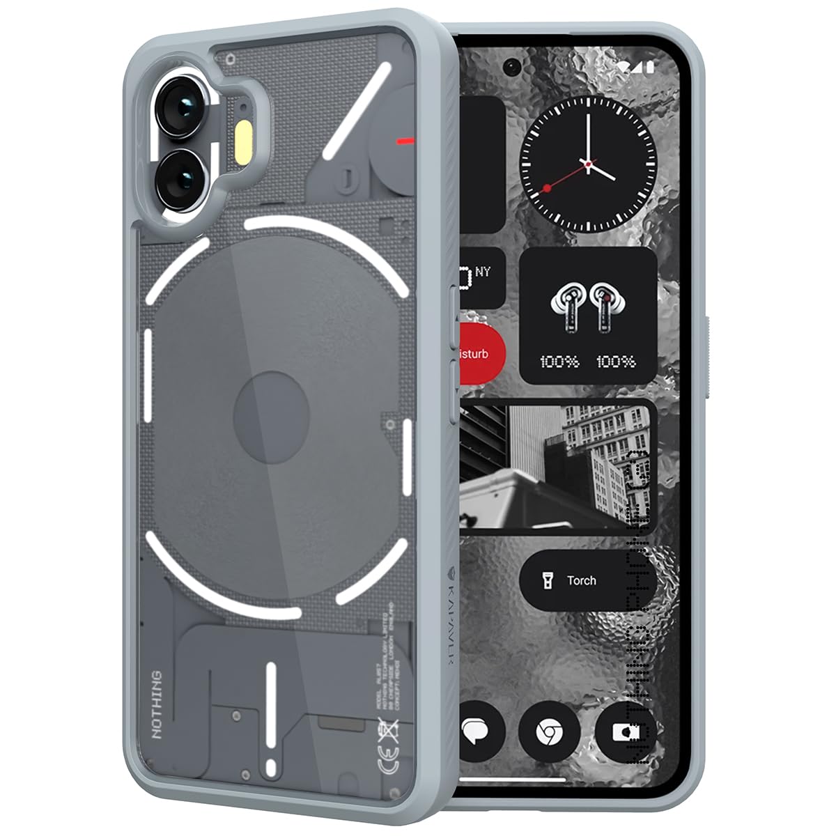 کاور عقبی امپولس KAPAVER سازگار با گوشی Nothing 2 (TPU+PC) (خاکستری)