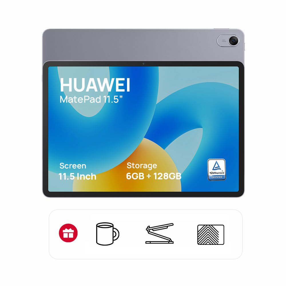 تبلت HUAWEI MatePad 11.5 + جعبه تفریحی HUAWEI، نمایشگر HUAWEI FullView 11.5 اینچ با فرکانس تازه‌کننده 120Hz، طراحی زیبای بدنه تمام فلزی، پردازنده 4 نانومتری، 128GB+6GB، وای‌فای، رنگ Space Gray، مدل BARTOK-W09B با 6GB RAM و 128GB فضای ذخیره‌سازی، نسخه 11.5 اینچی برای استفاده مستقل رنگ خاکستری