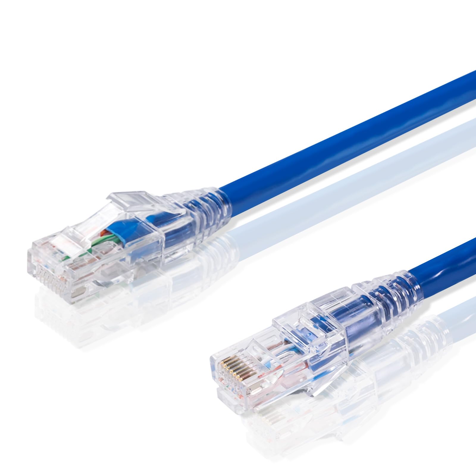 کابل پچ UTP Cat.6 2M QSFPTEK، مس خالص 24AWG، کابل LAN اینترنت، کابل شبکه گیگابیت برای کامپیوتر بازی، تقویت‌کننده وای فای، روتر، ایکس باکس، کامپیوتر، آبی 2M Cat6