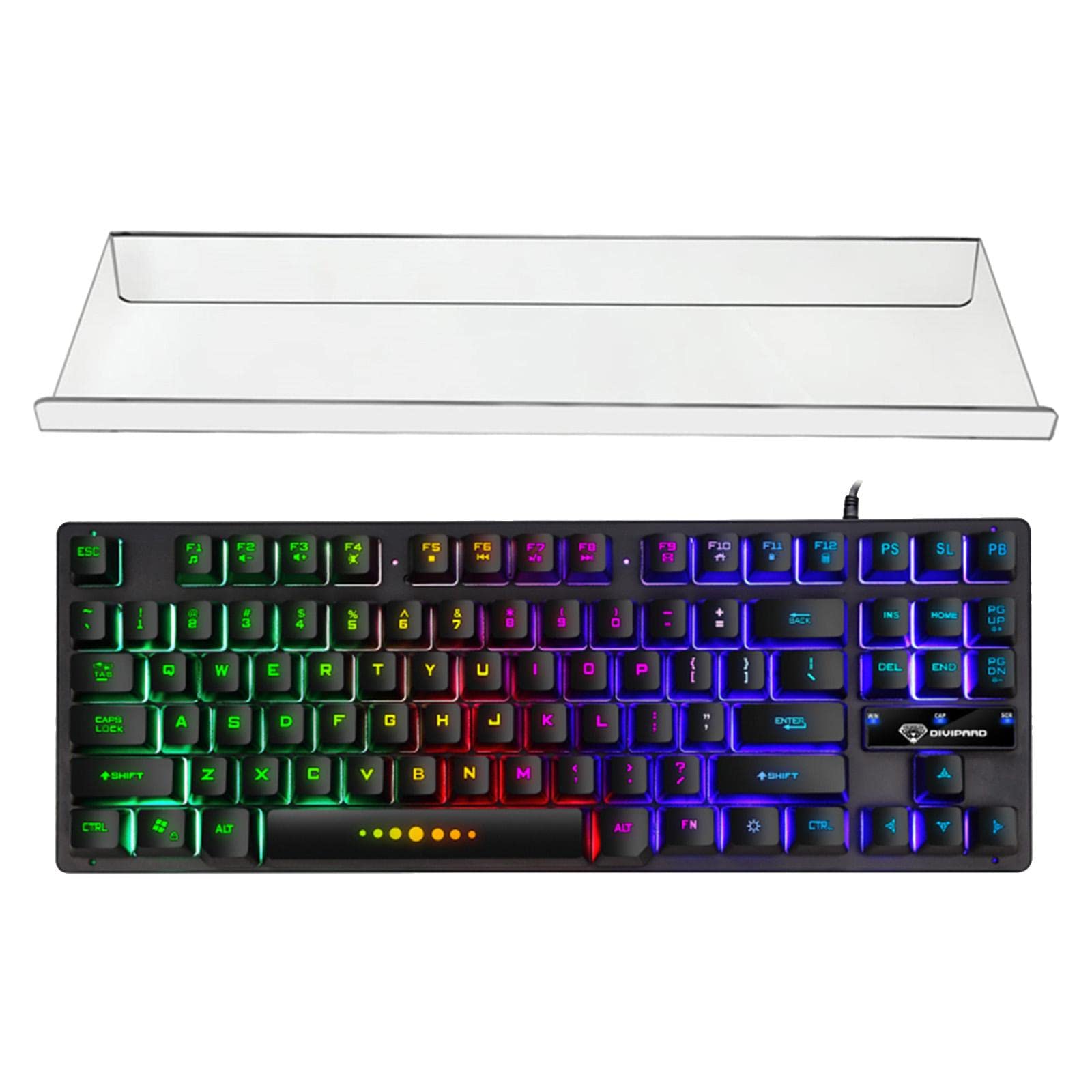 صفحه کلید بازی مکانیکی با 87 کلید، صفحه کلید شفاف RGB کامپیوتری PC Desk