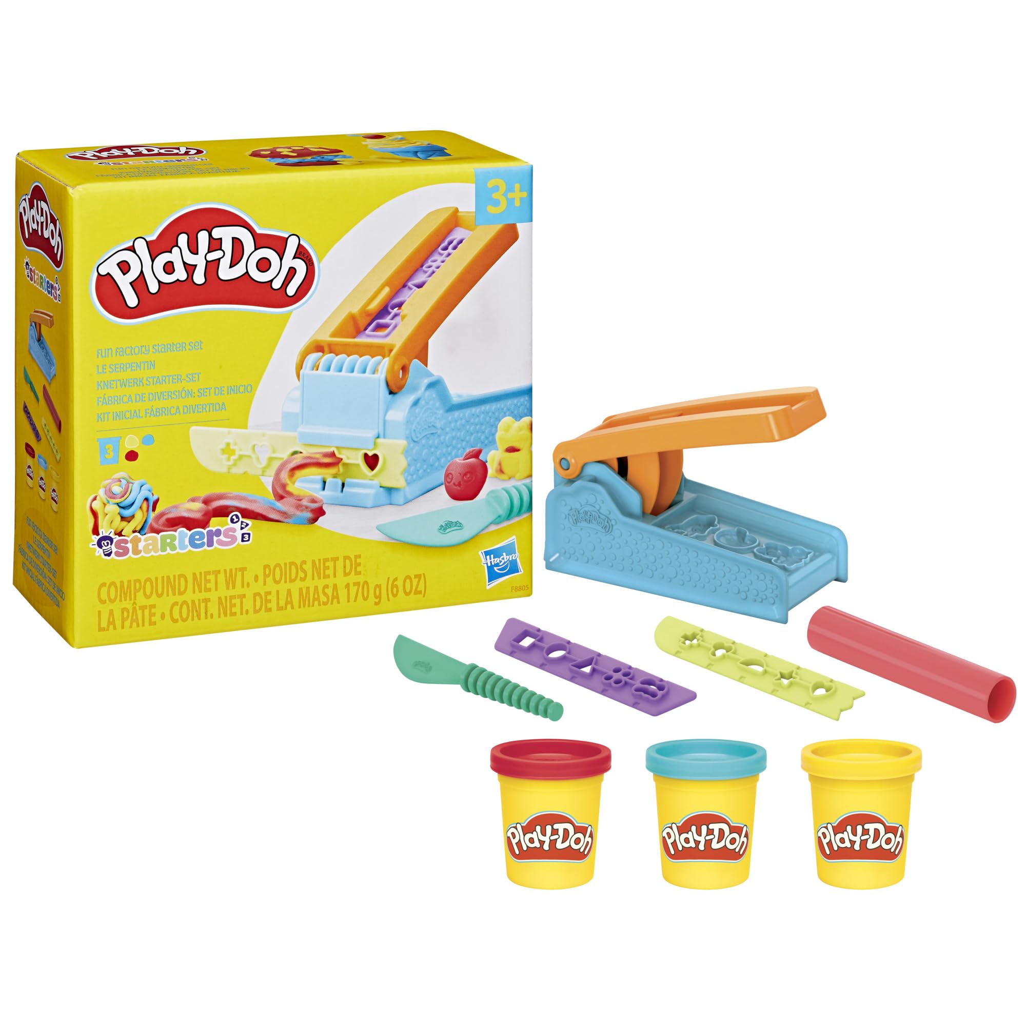 سته شروع کارخانه سرگرمی Play-Doh، اسباب بازی پیش‌دبستانی برای دختران و پسران 3 سال و بالاتر، کیت هنر و صنایع دستی کودکان، 3 رنگ ترکیبی شکل‌دهی M کیت بازی کارخانه سرگرمی