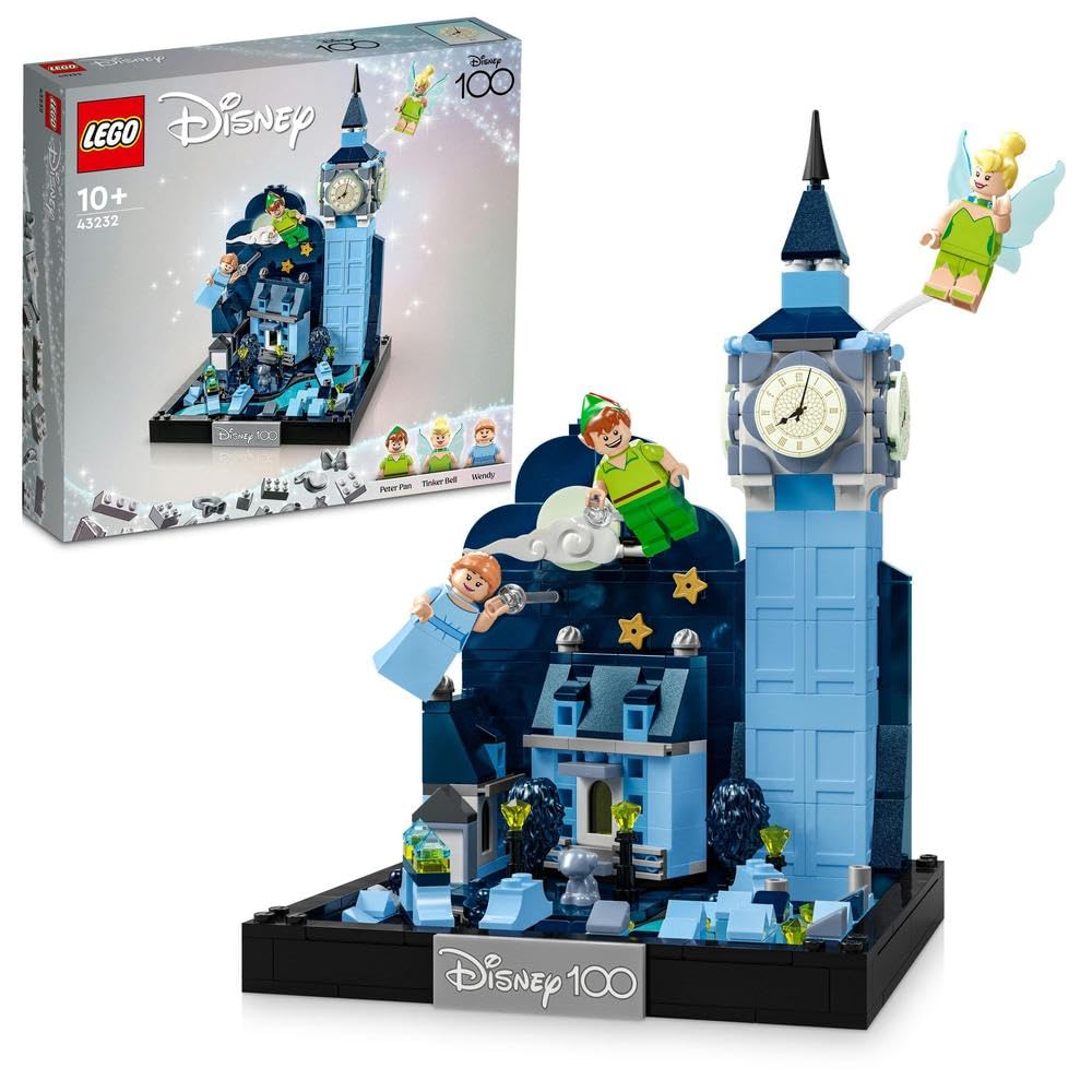 مجموعه دیورامای آسمان وندی دیزنی پیترپن و فرودگاه بر لندن LEGO 43232 شامل مدل Big Ben با قابلیت چراغ‌پردازی که در تاریکی می‌درخشد و شامل شخصیت‌هایی از جمله تینکربل، هدیه مناسب برای نوجوانان، زنان و مردان و تمامی طرفداران بالای 10 سال ورژن جدید است.